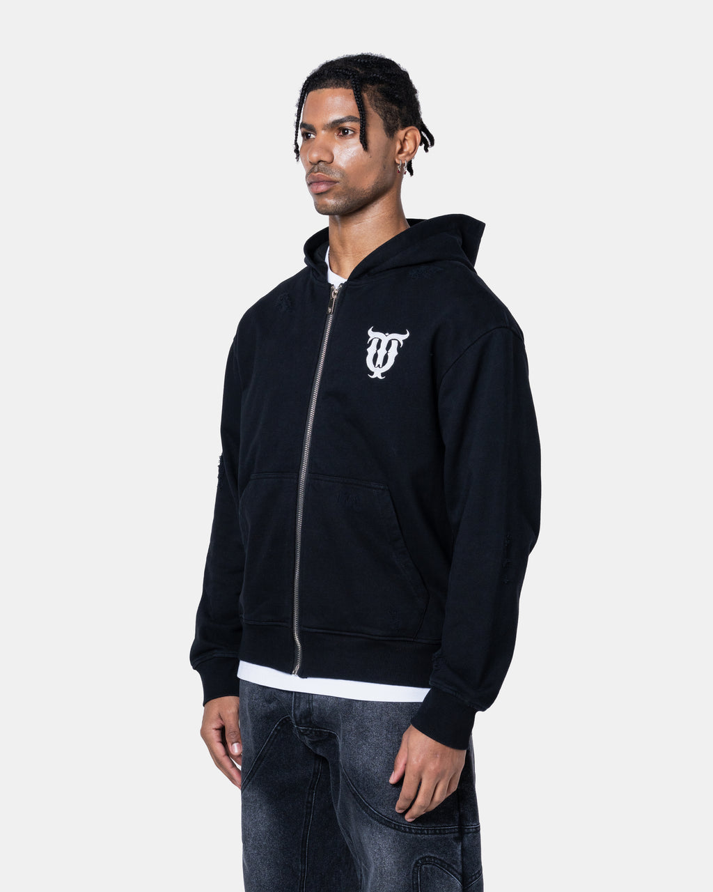 QT Pearl Zip Hoodie Black