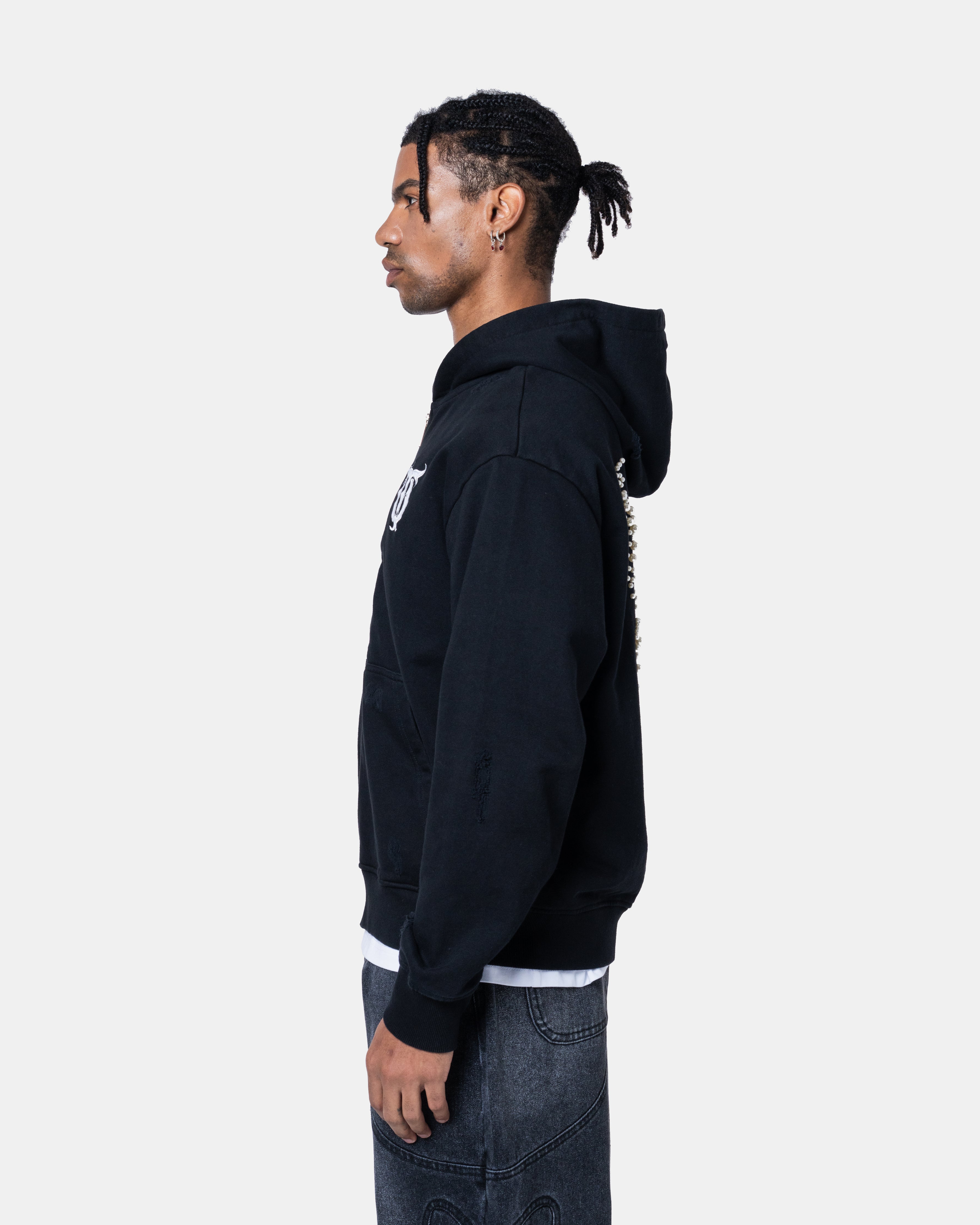 QT Pearl Zip Hoodie Black