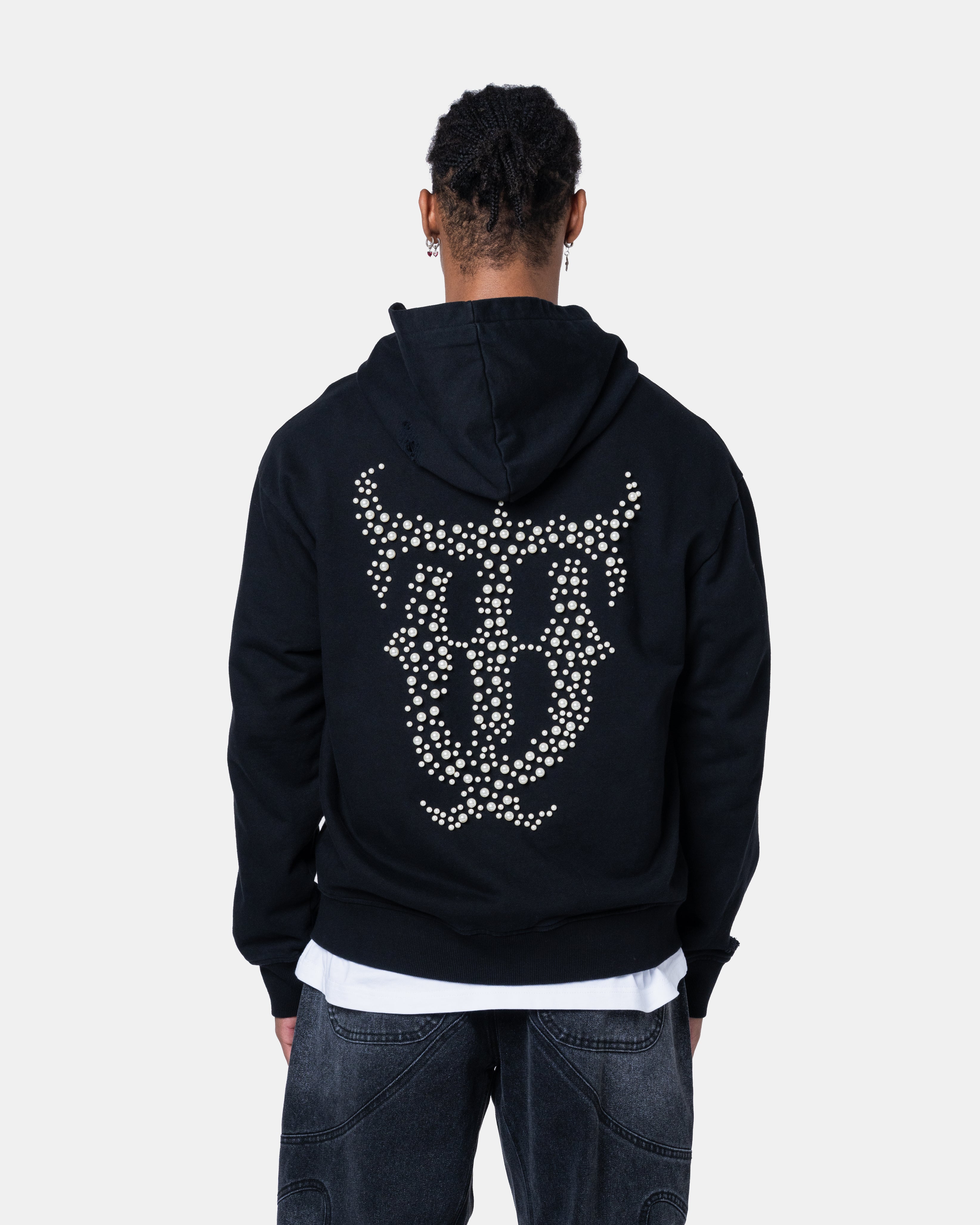 QT Pearl Zip Hoodie Black