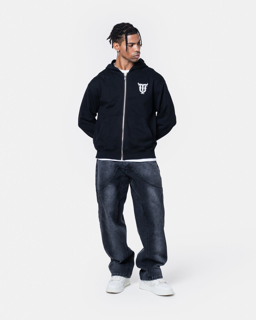 QT Pearl Zip Hoodie Black