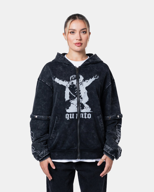 GRAFITI ZIPPER HOODIE BLACK