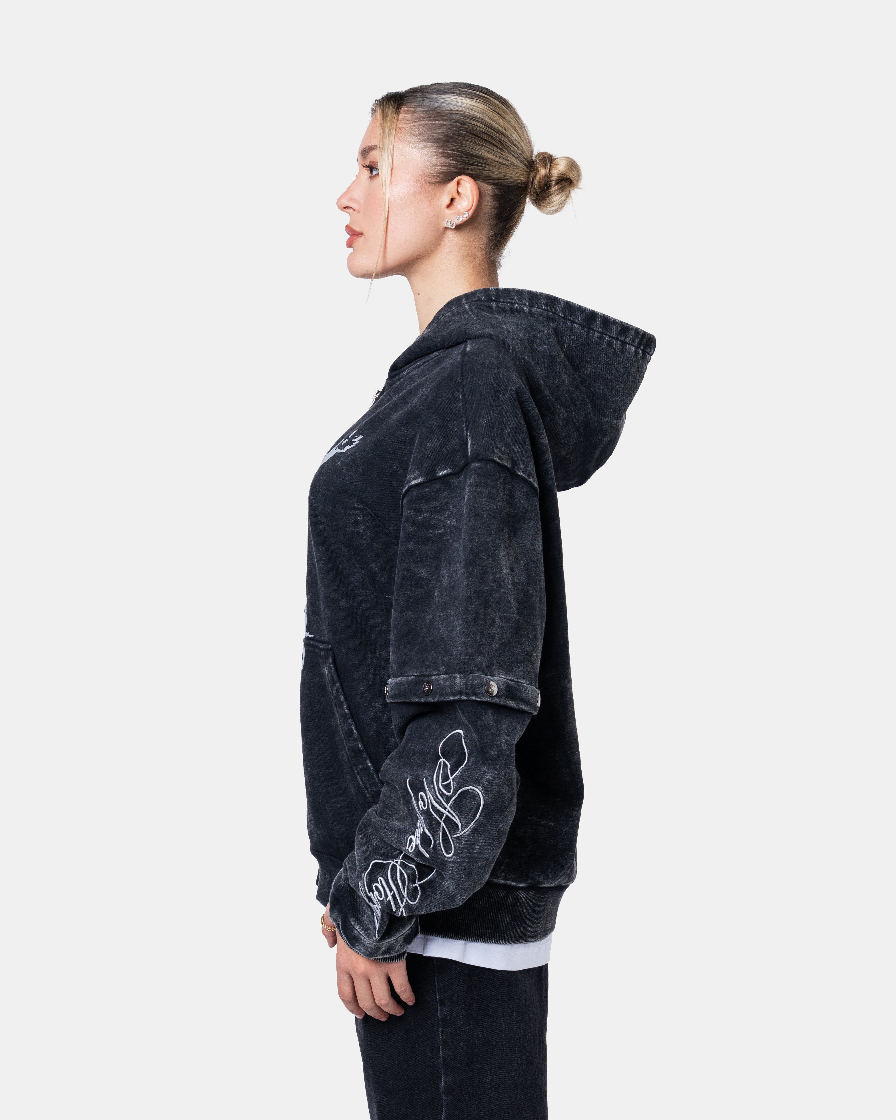 Graffiti Zip Hoodie Black