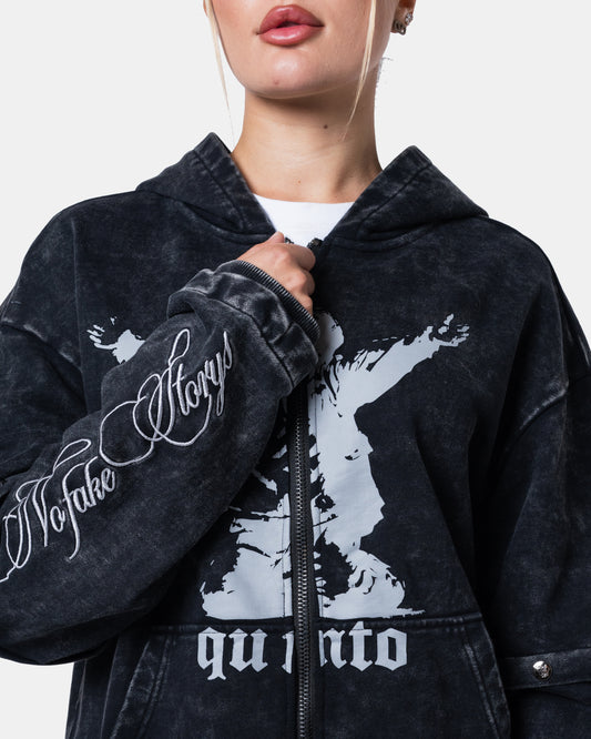 GRAFITI ZIPPER HOODIE BLACK