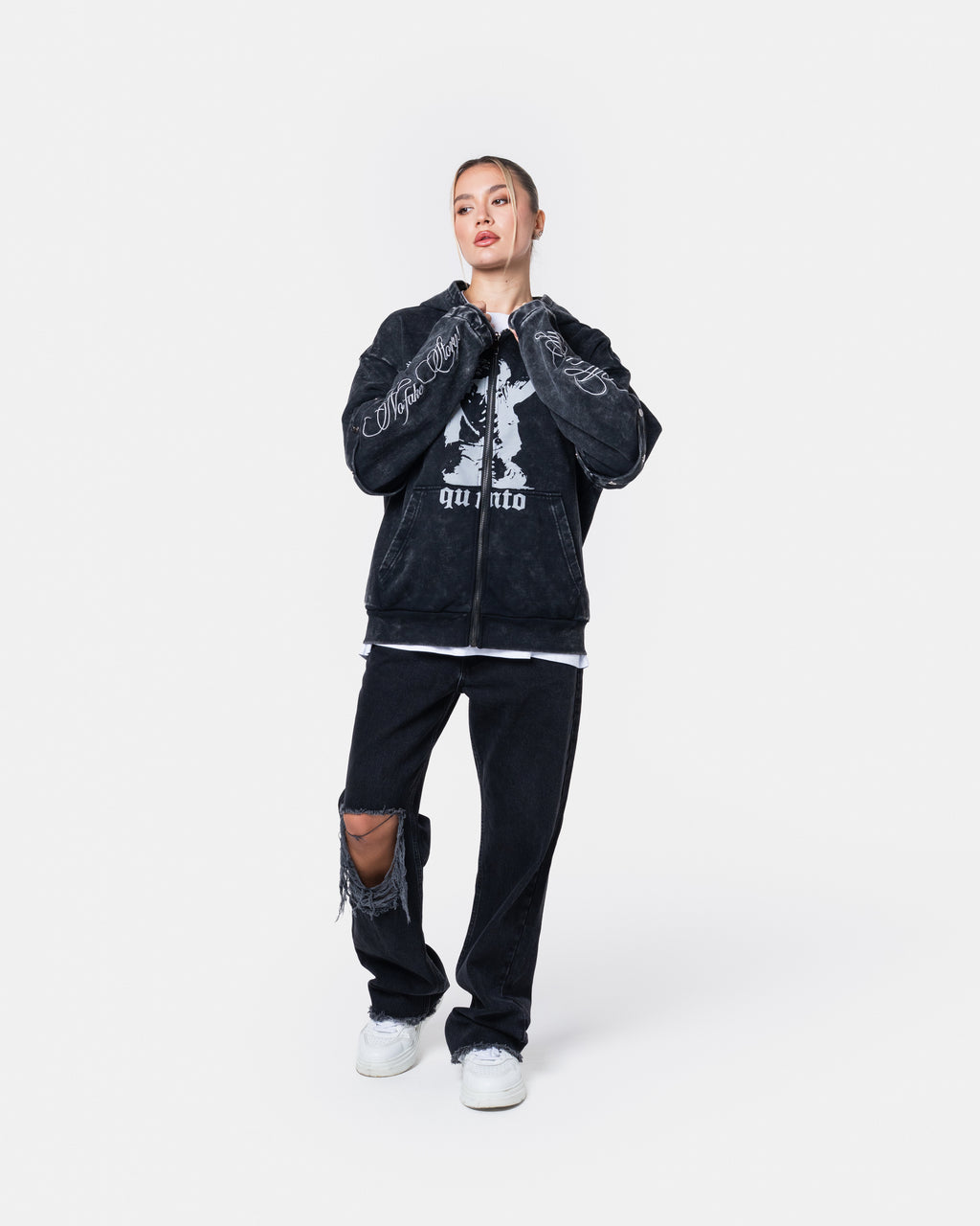 Graffiti Zip Hoodie Black