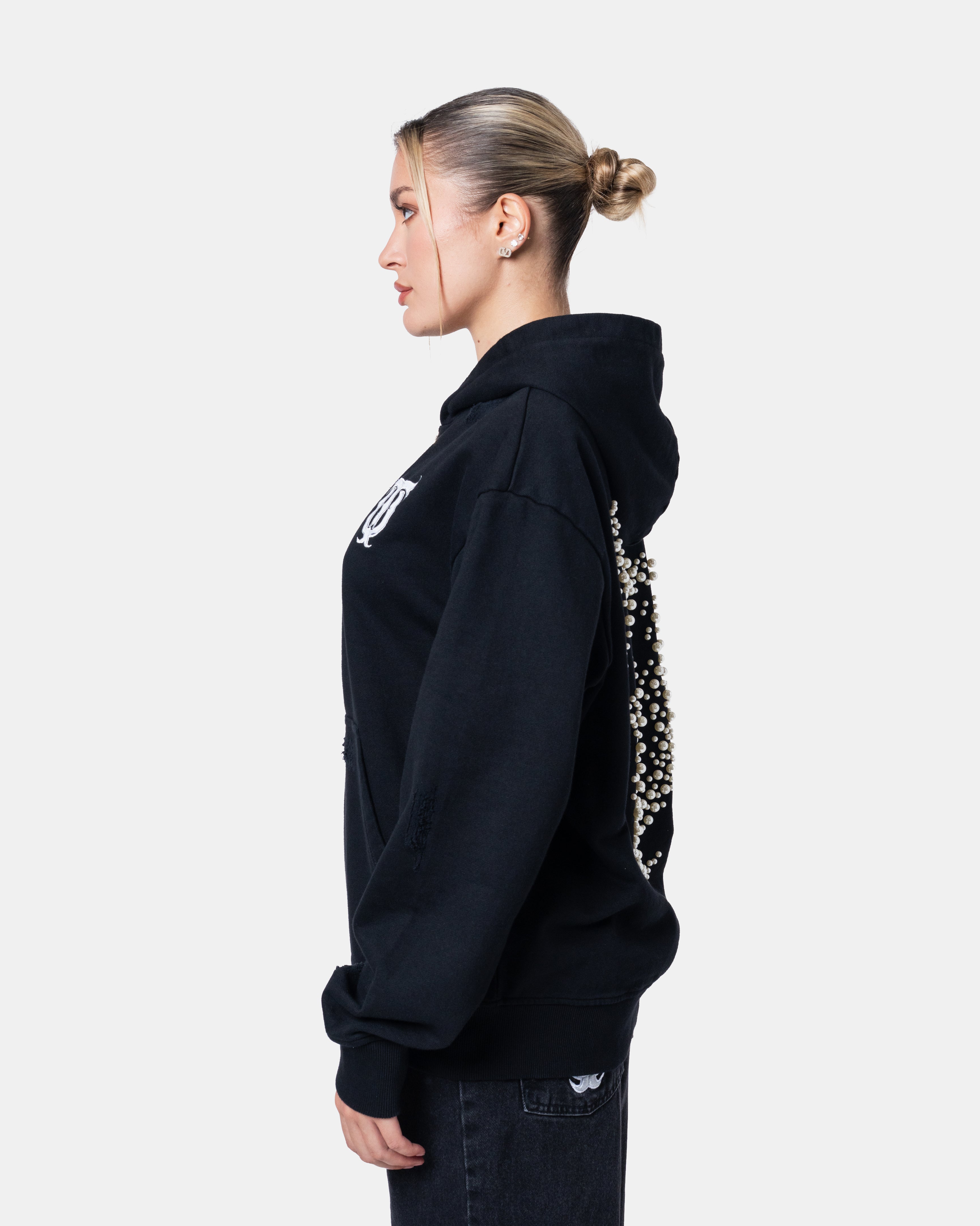 QT Pearl Zip Hoodie Black