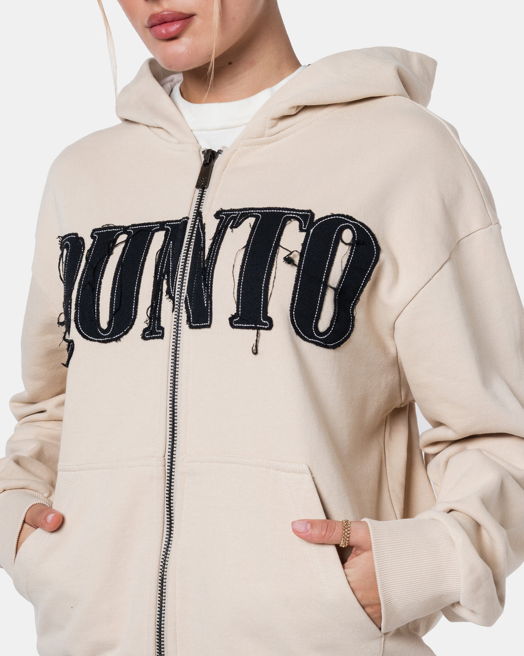 Classic Zip Hoodie Cream