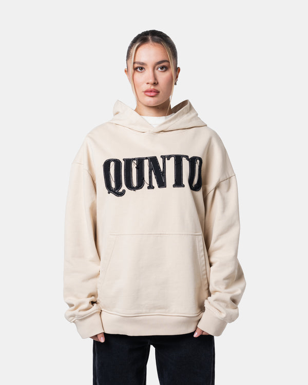 QUNTO C Logo Hoodie Cream