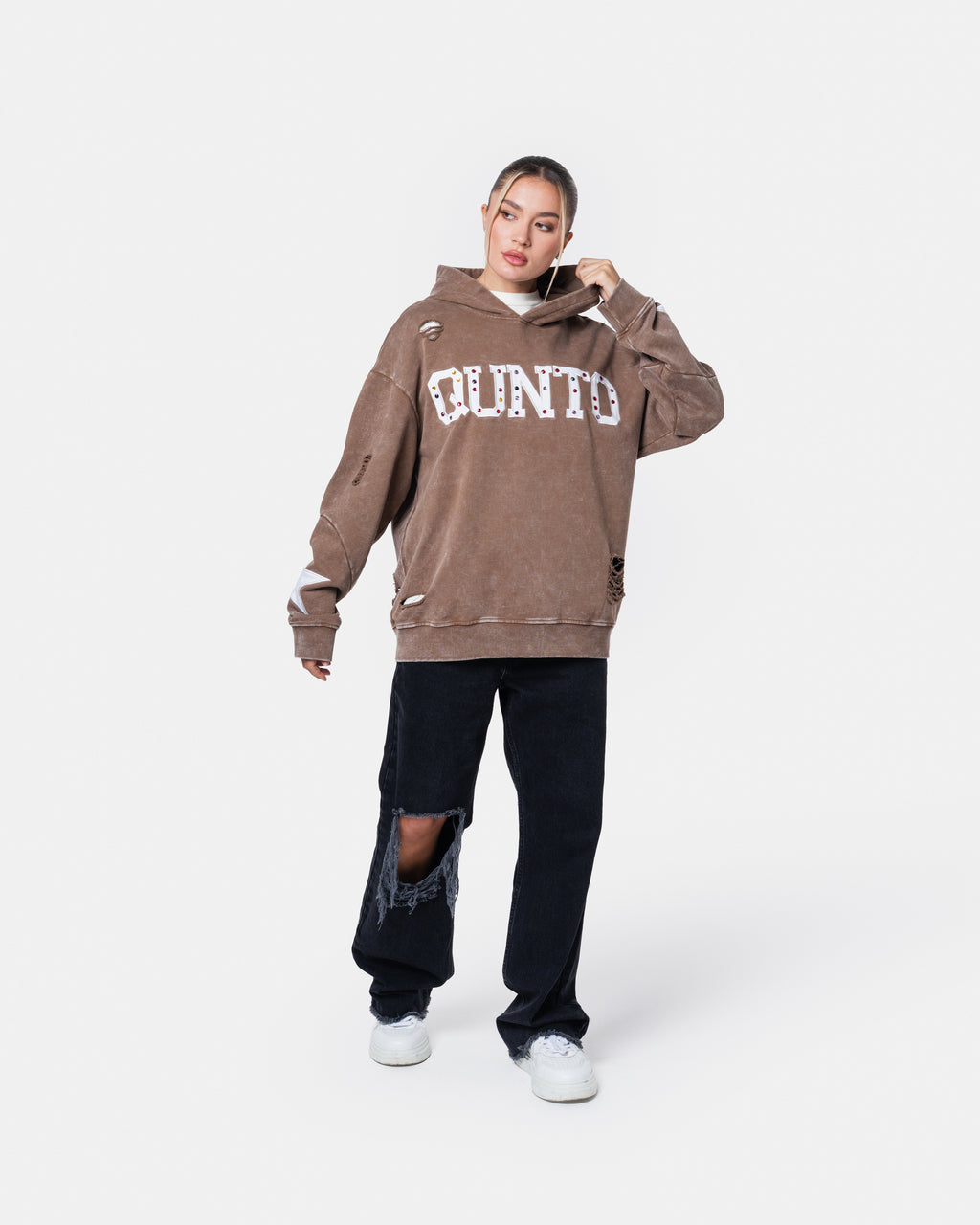 QUNTO Star Hoodie Brown