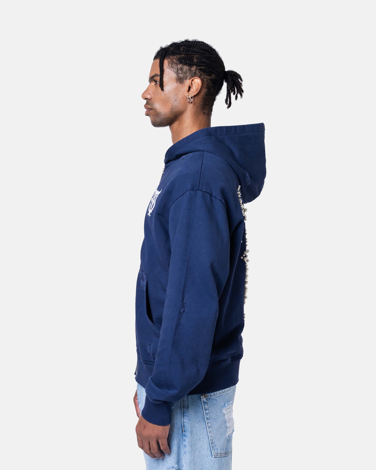 QT DIAMOND ZIPPER HOODIE BLUE
