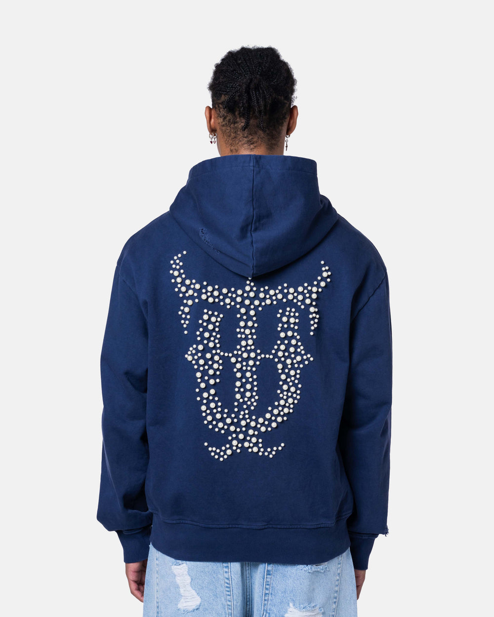 QT DIAMOND ZIPPER HOODIE BLUE