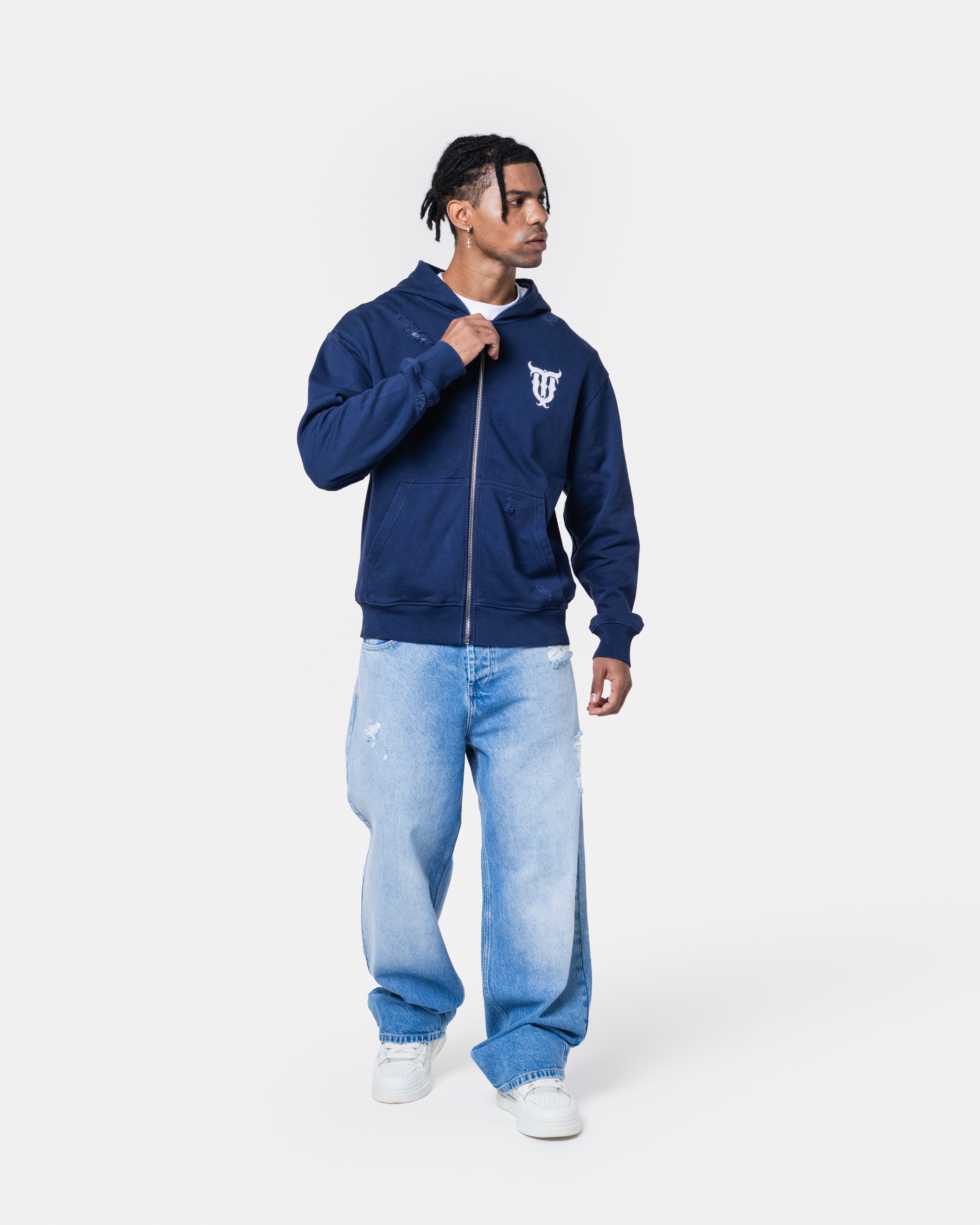 QT Pearl Zip Hoodie Blue