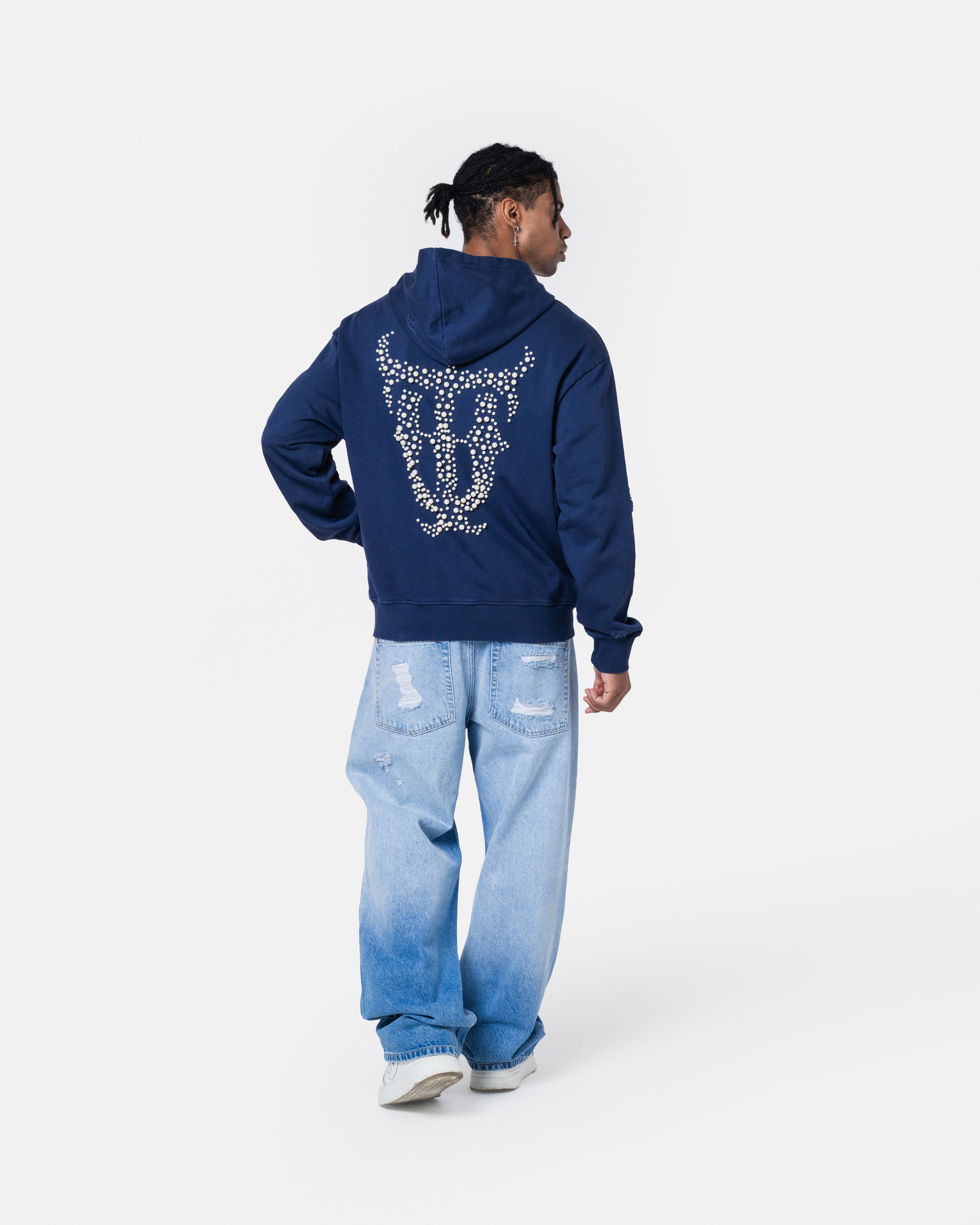 QT Pearl Zip Hoodie Blue