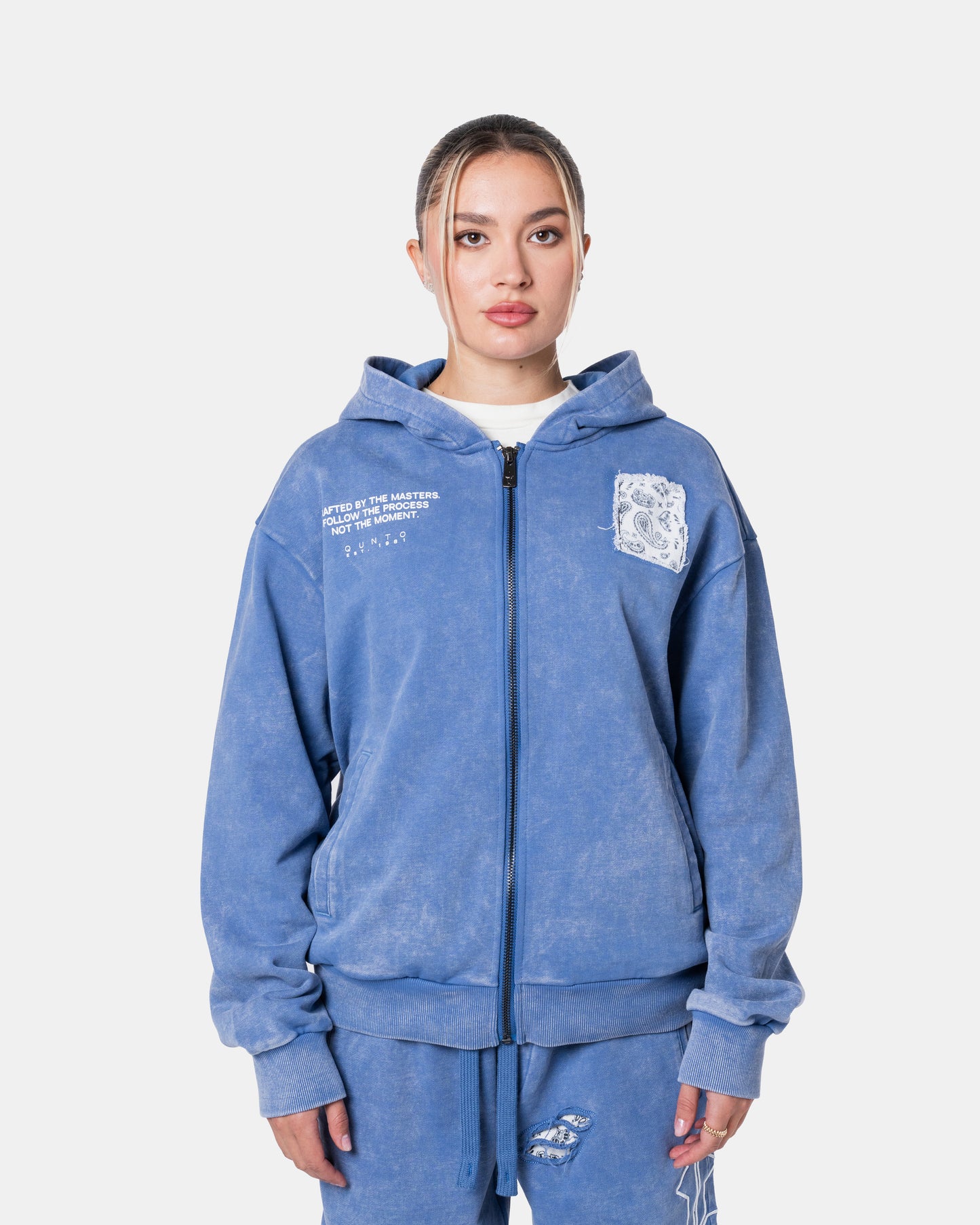 DESTROY ZIPPER HOODIE BLUE