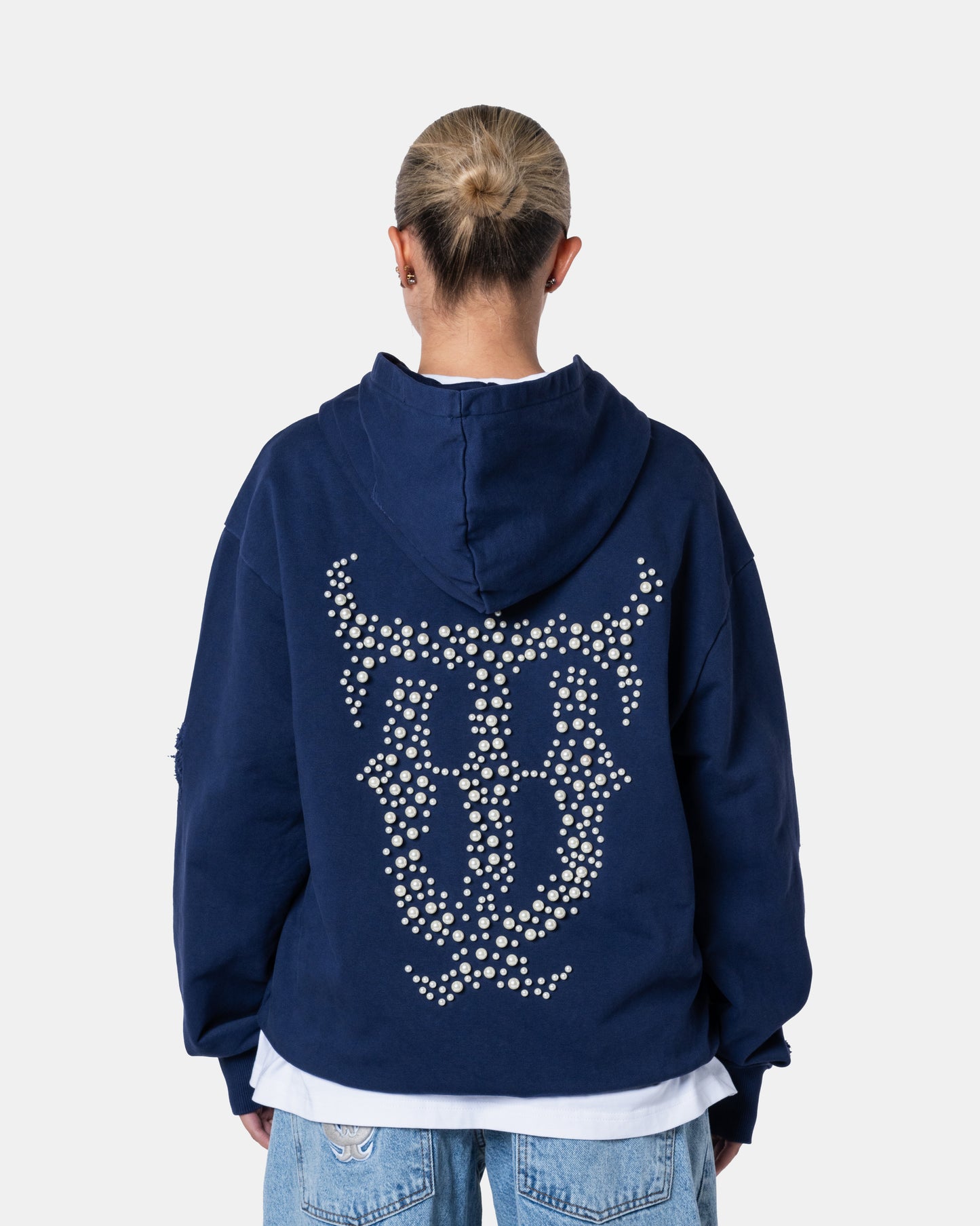 QT DIAMOND ZIPER HOODIE BLUE
