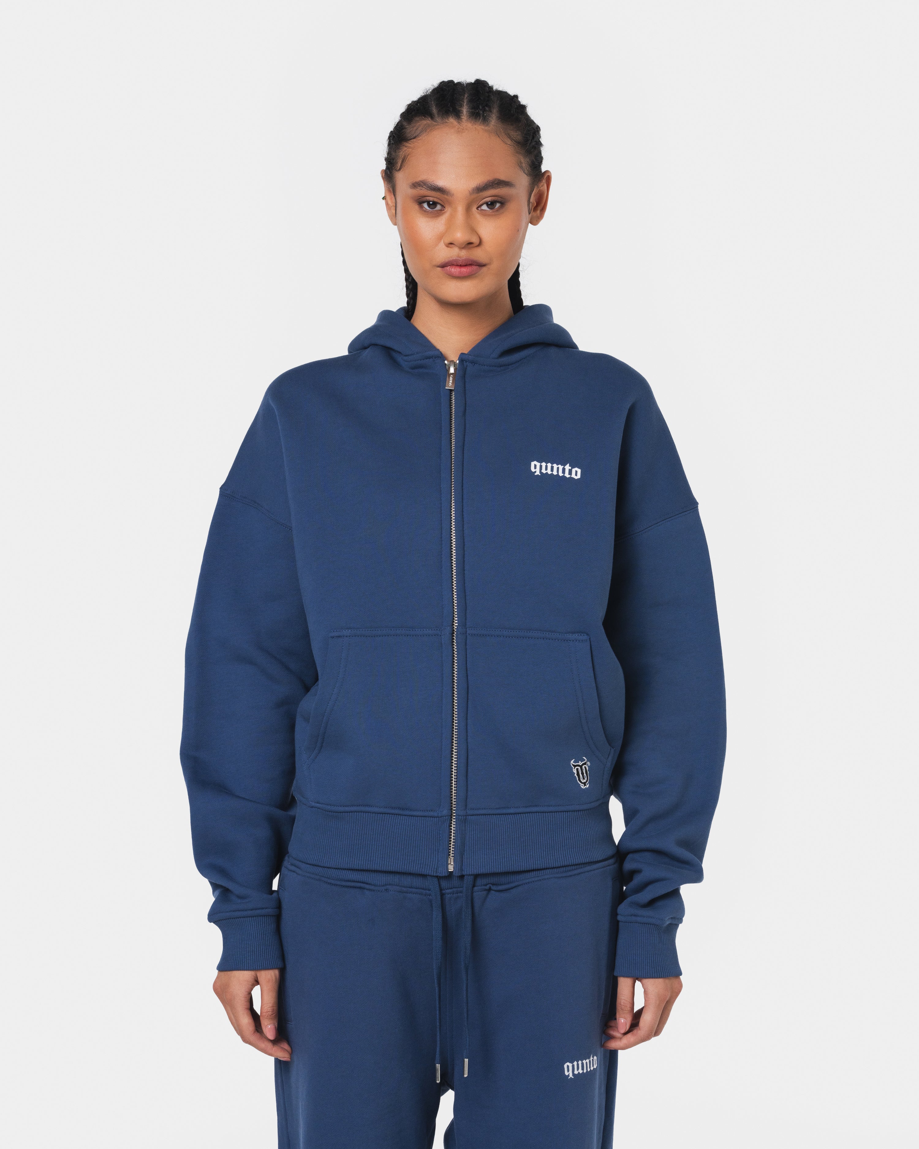 ESSENTIALS ZIPPER HOODIE BLUE