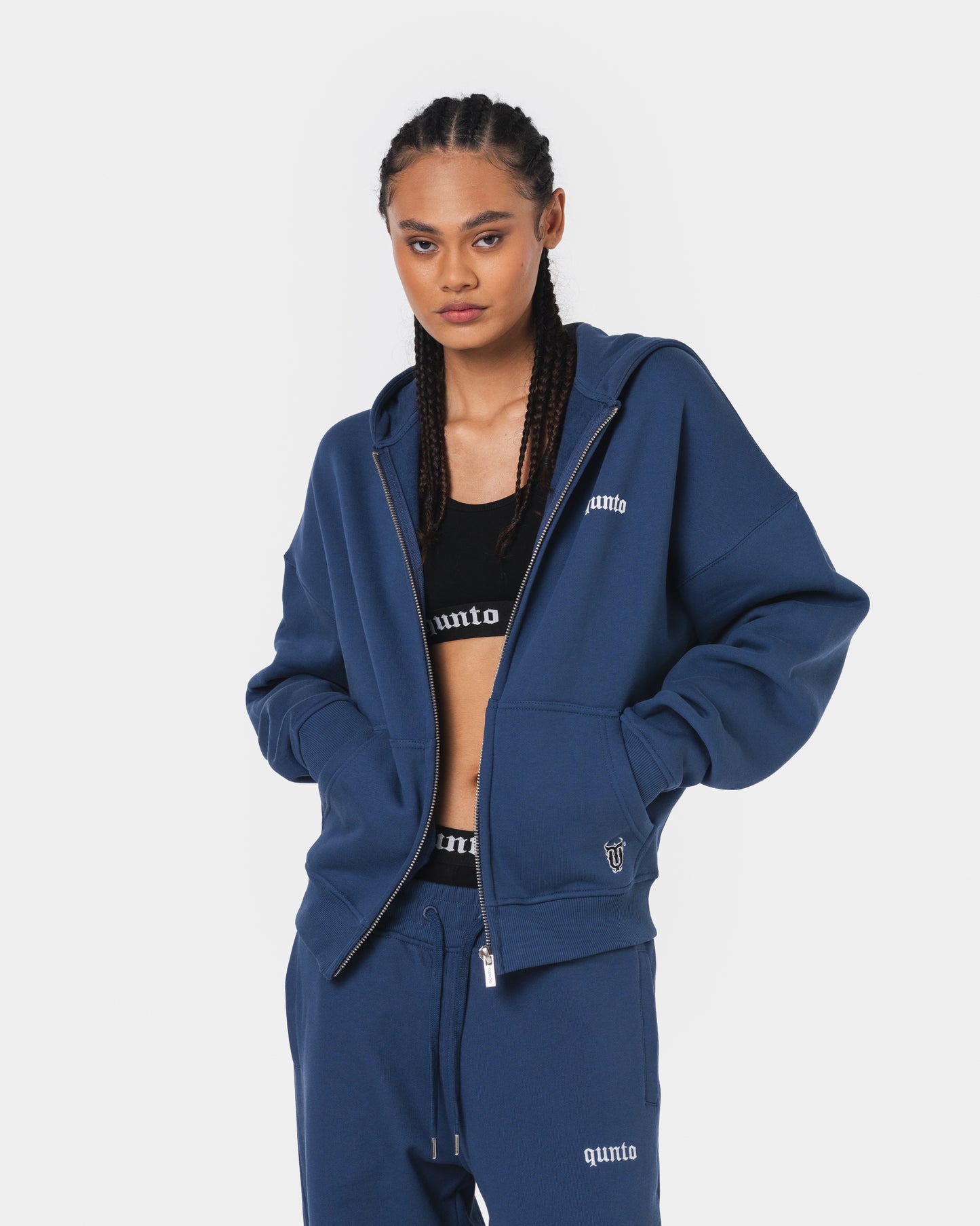 ESSENTIALS ZIPPER HOODIE BLUE