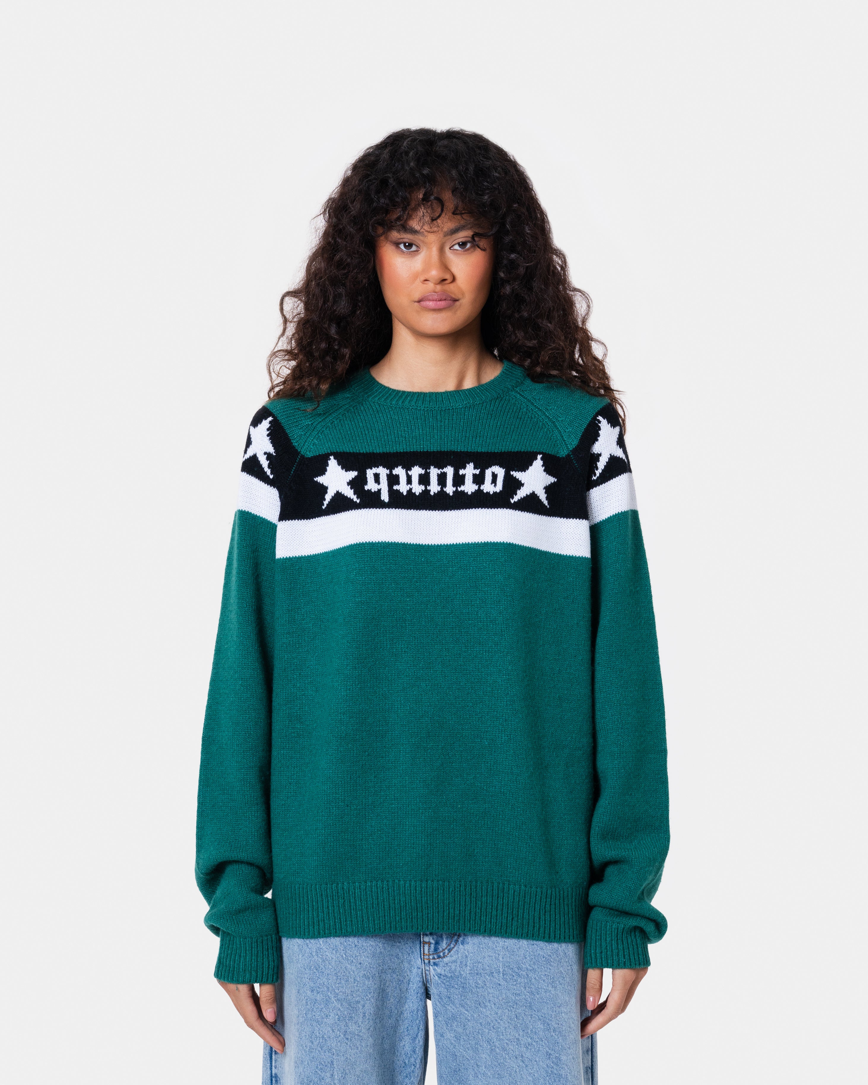 Star Banner Sweater Green