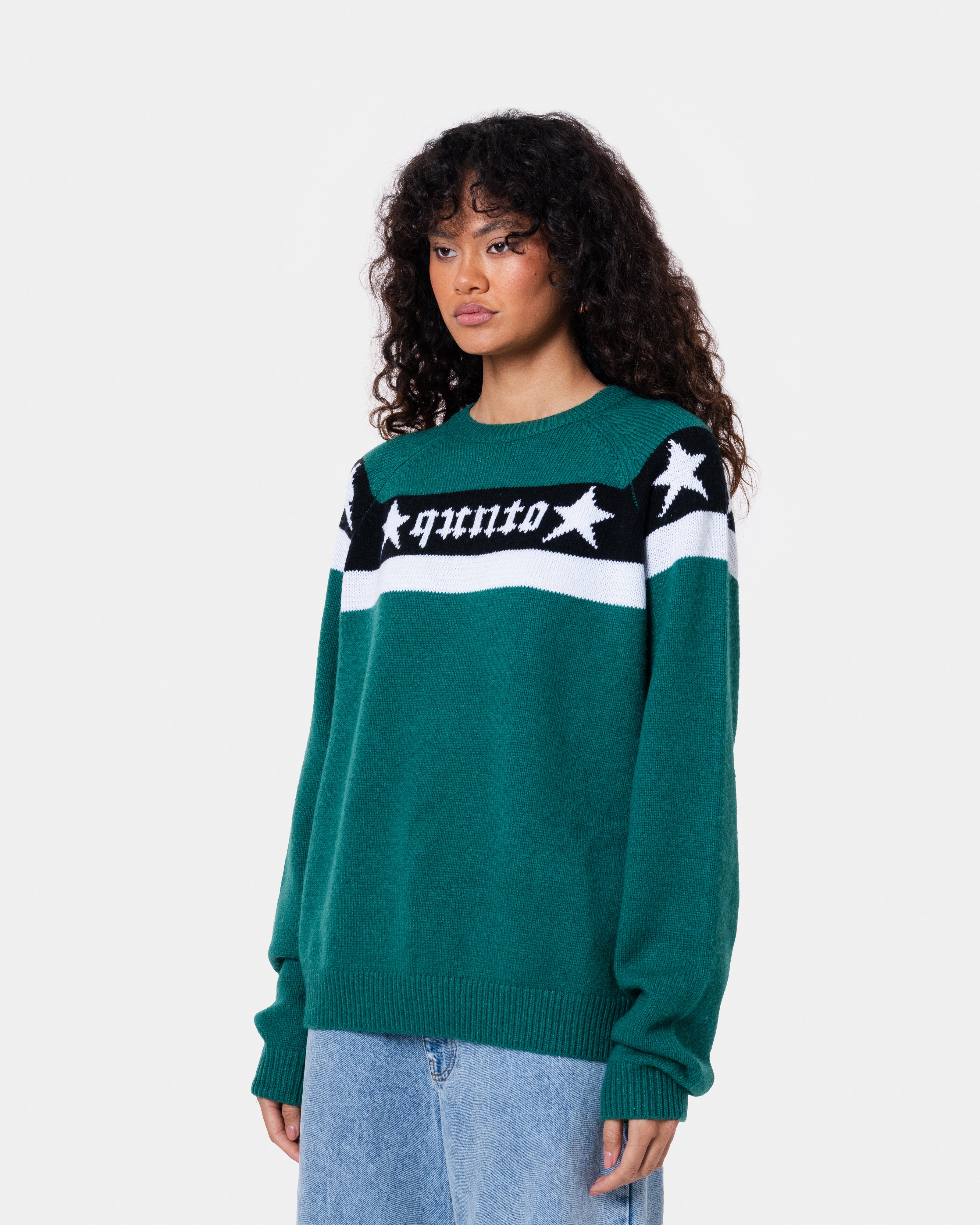 Star Banner Sweater Green