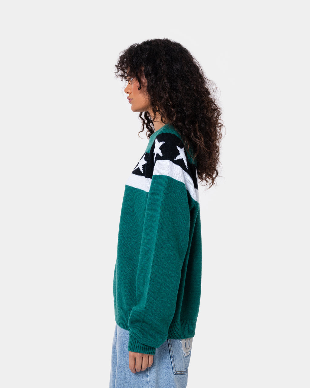 Star Banner Sweater Green
