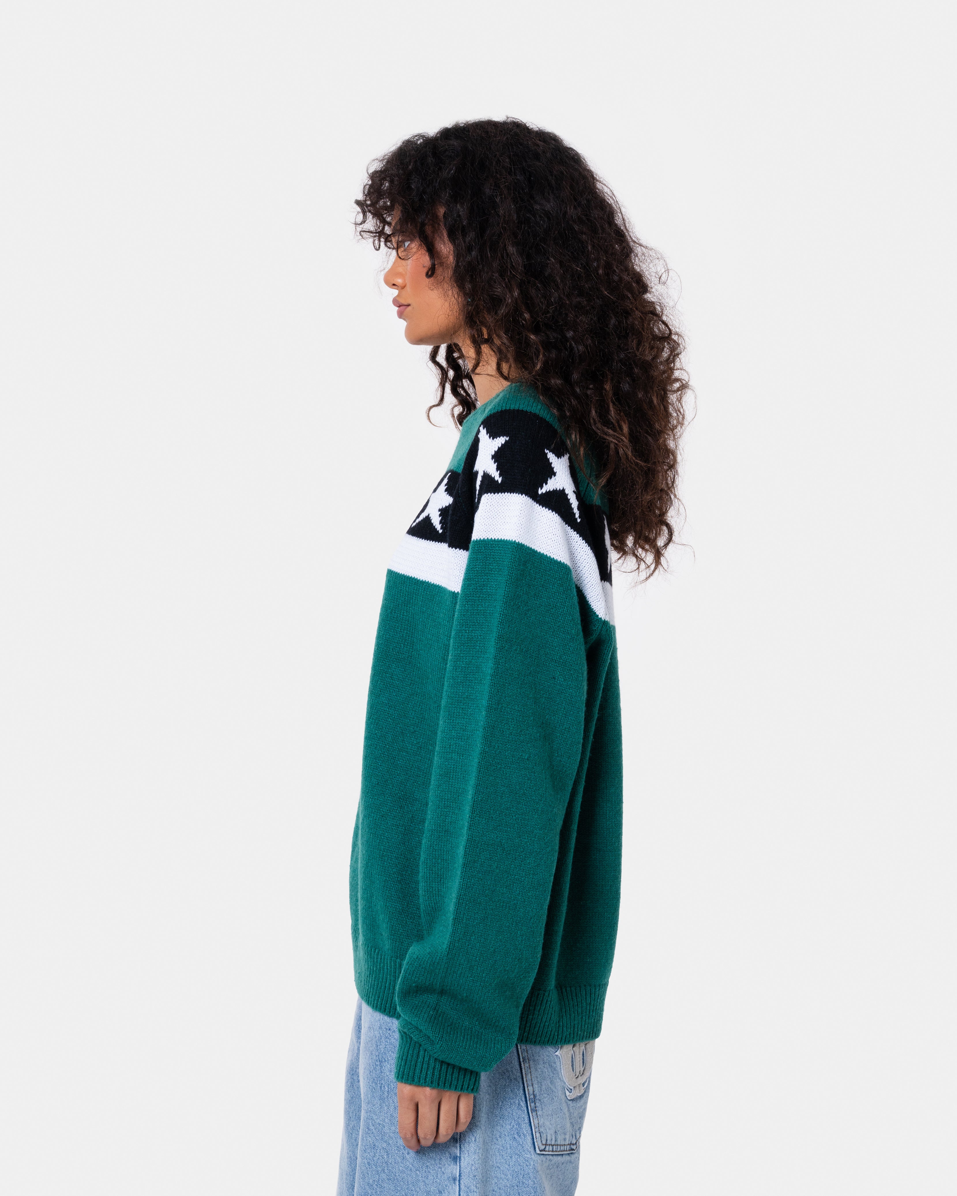 Star Banner Sweater Green