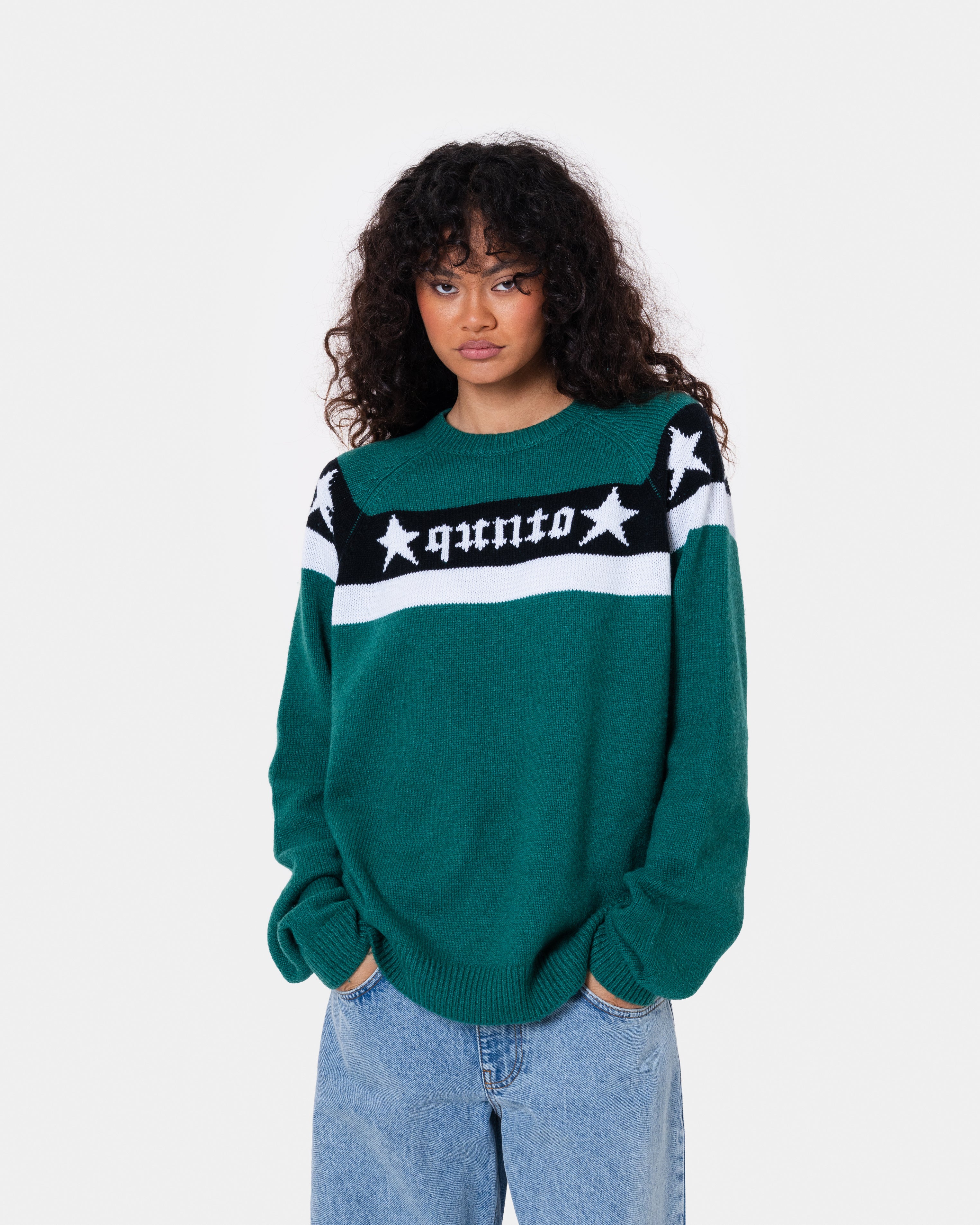 Star Banner Sweater Green