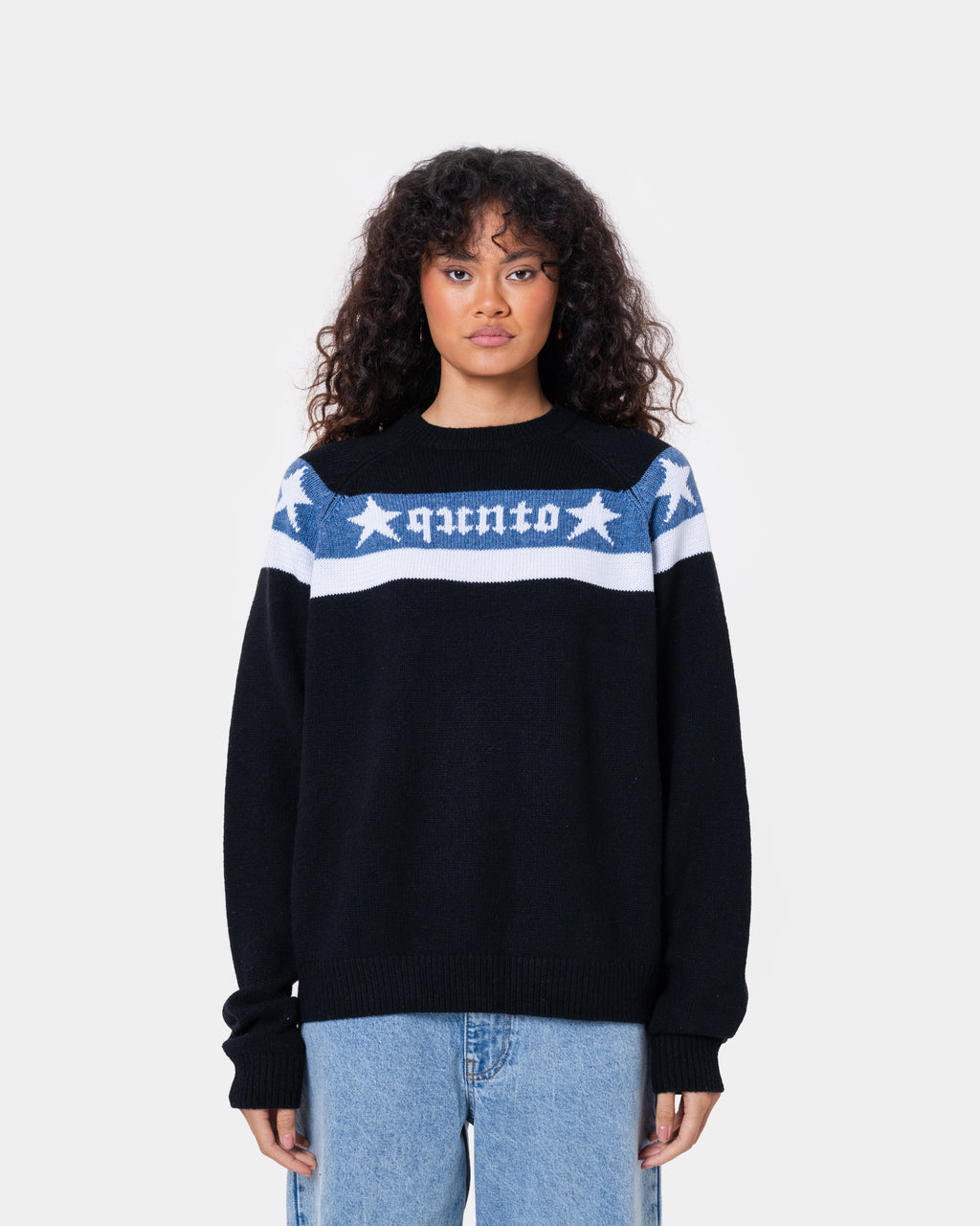 Star Banner Sweater Black