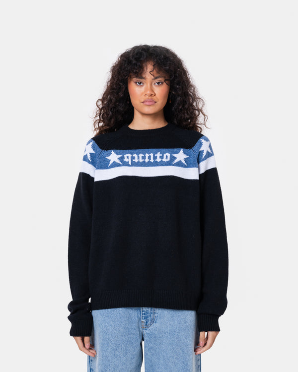 Star Banner Sweater Black