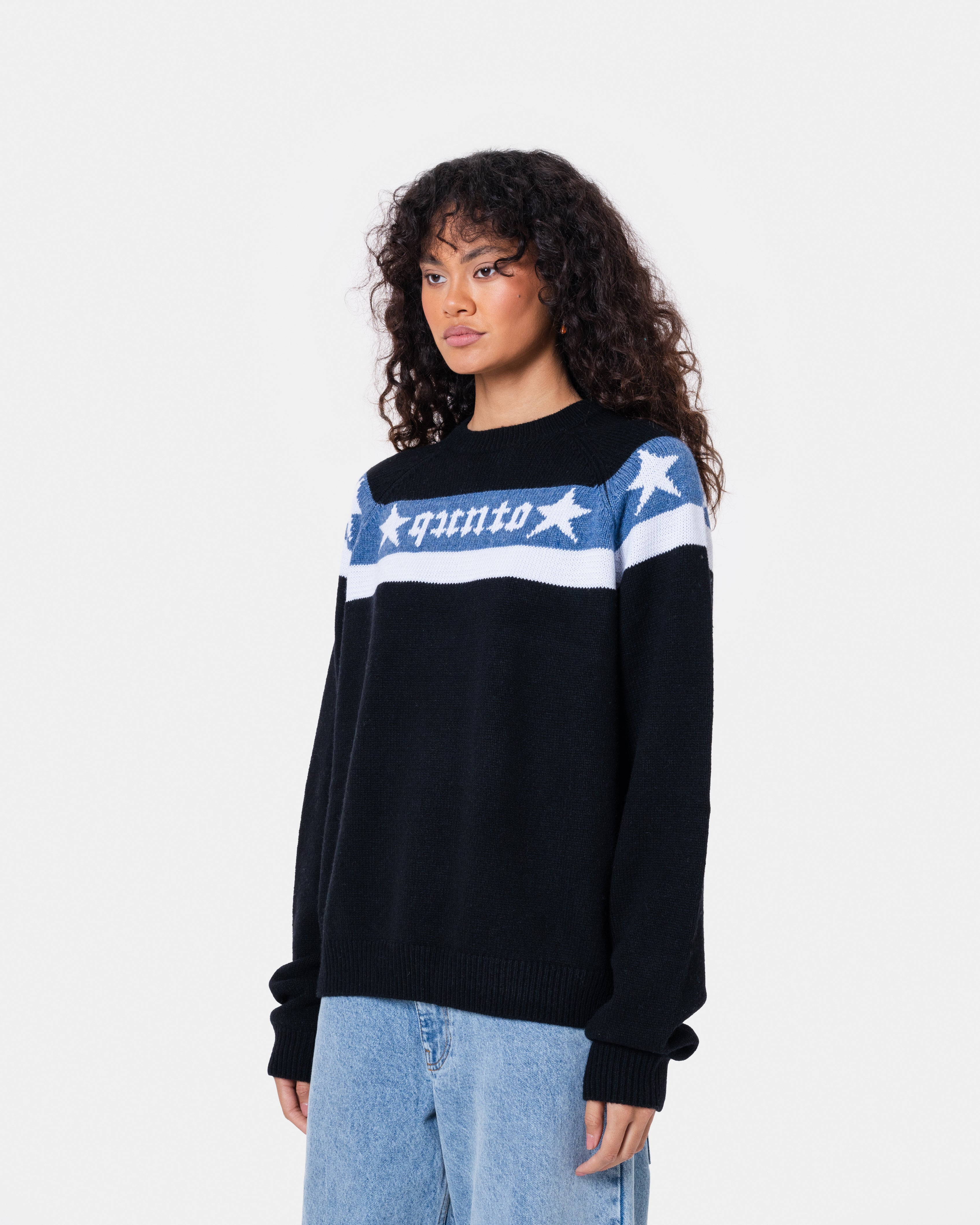 Star Banner Sweater Black