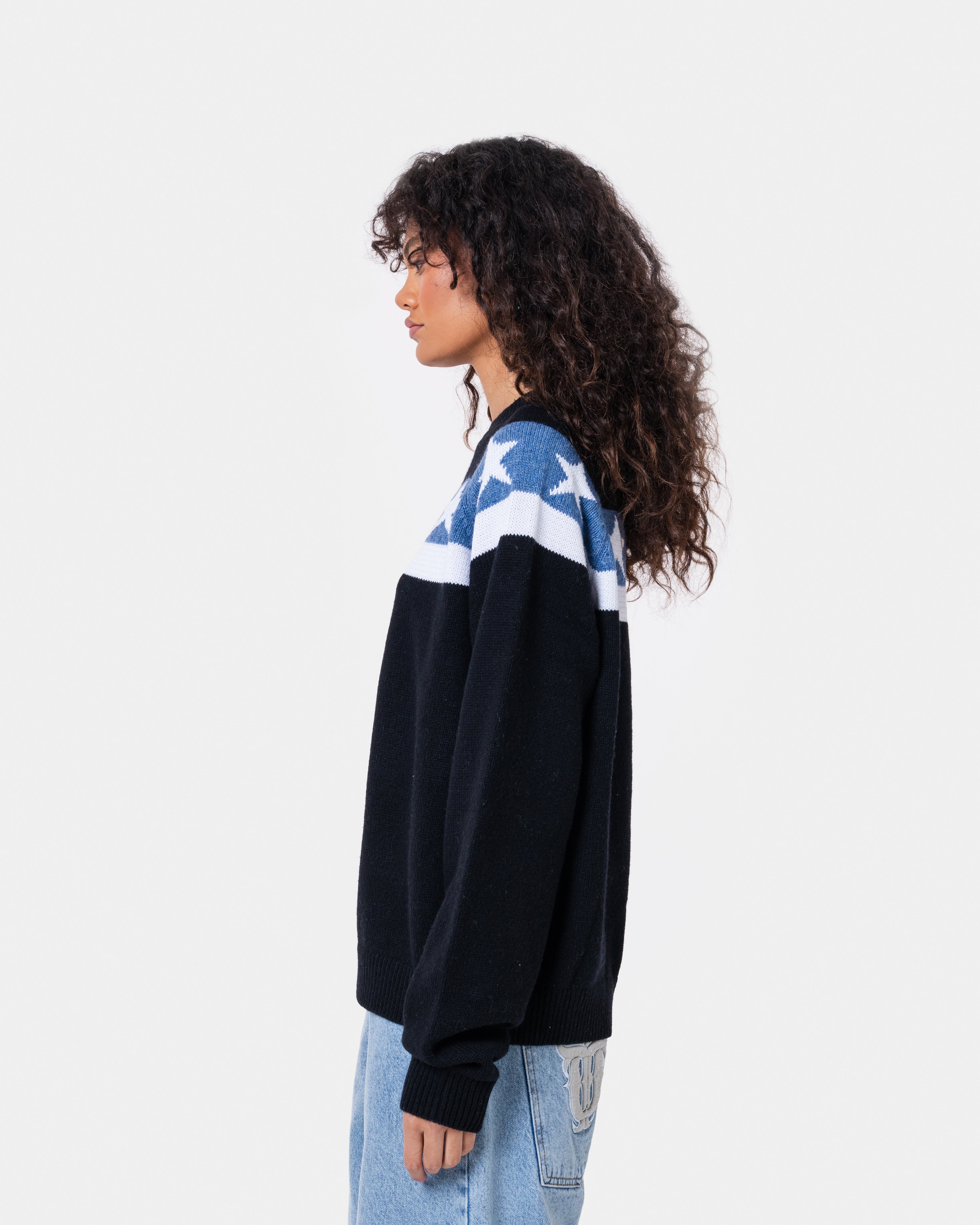 Star Banner Sweater Black