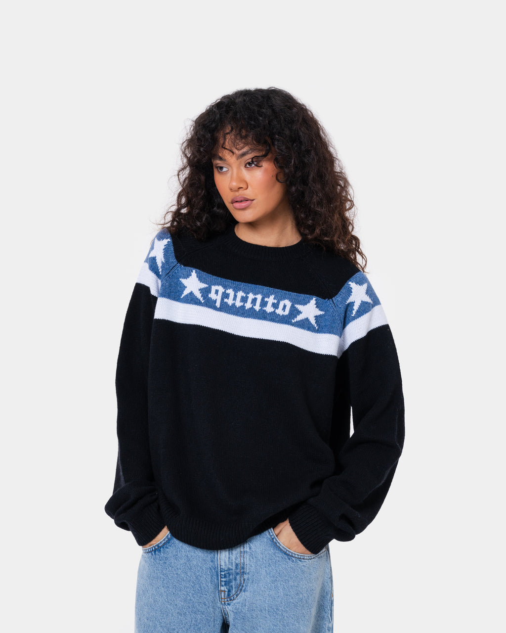 Star Banner Sweater Black