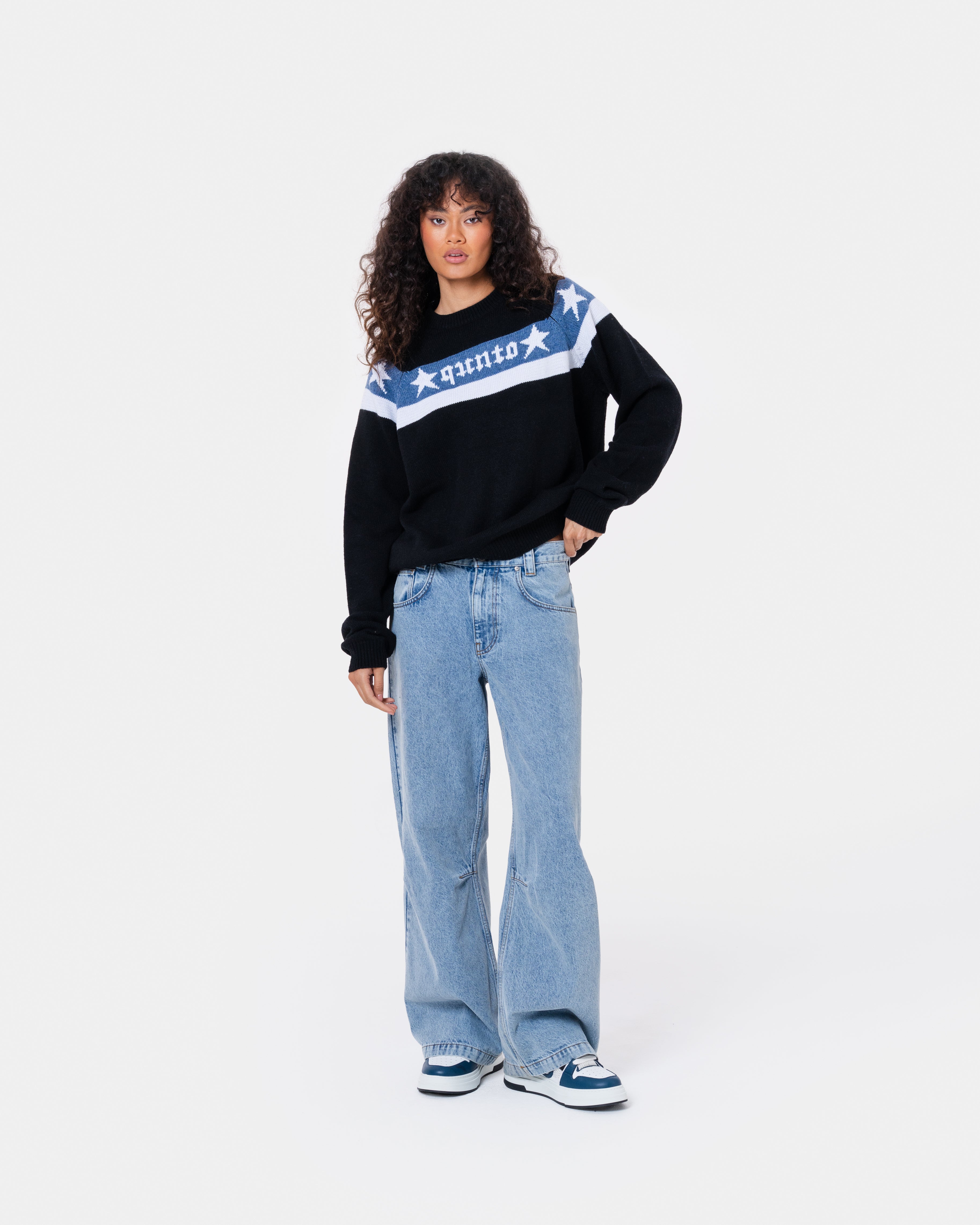 Star Banner Sweater Black