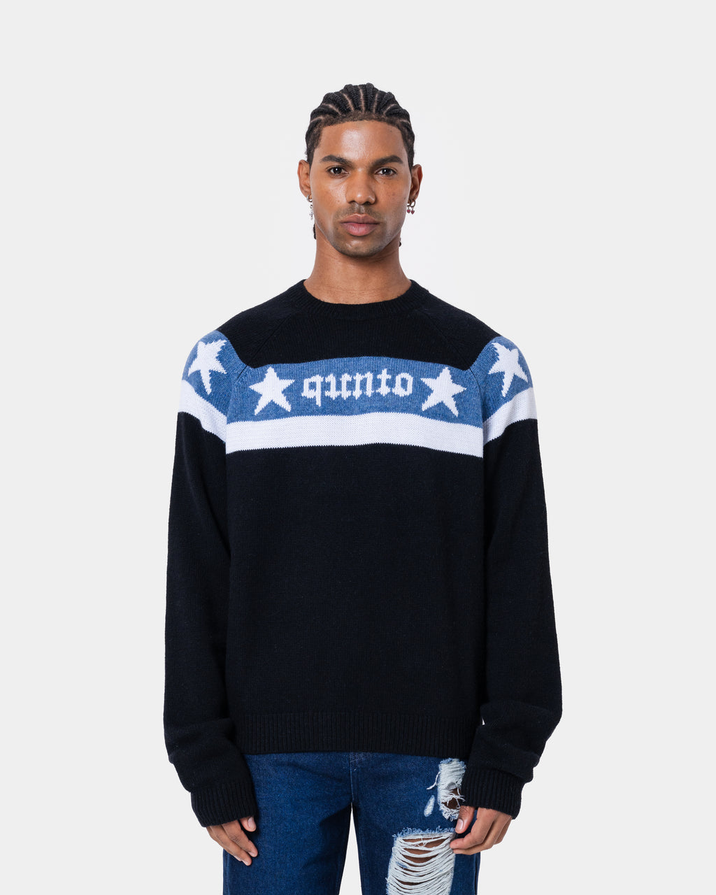 Star Banner Sweater Black