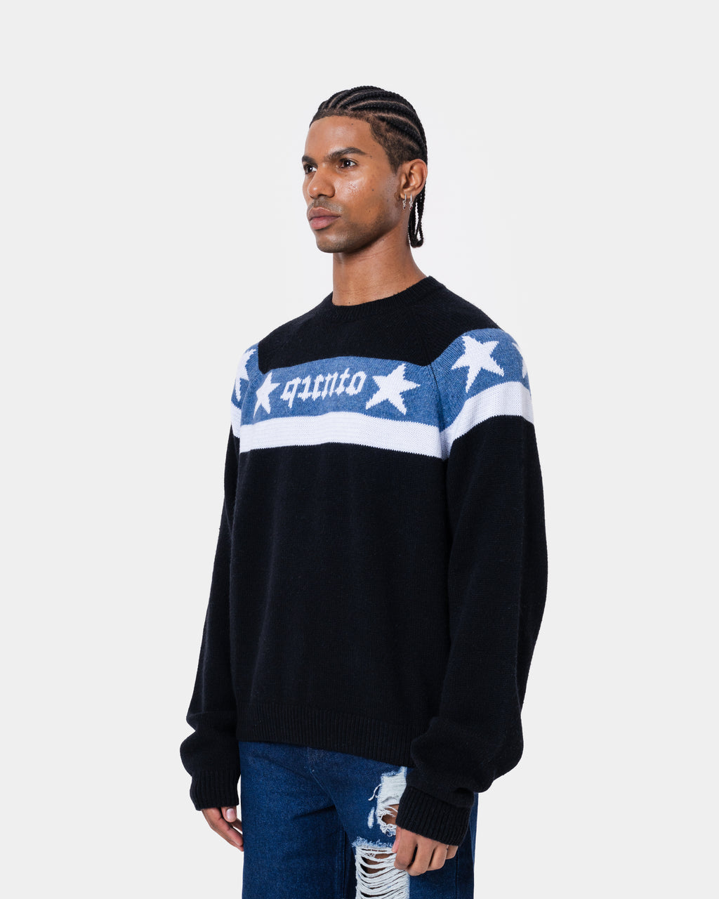 Star Banner Sweater Black