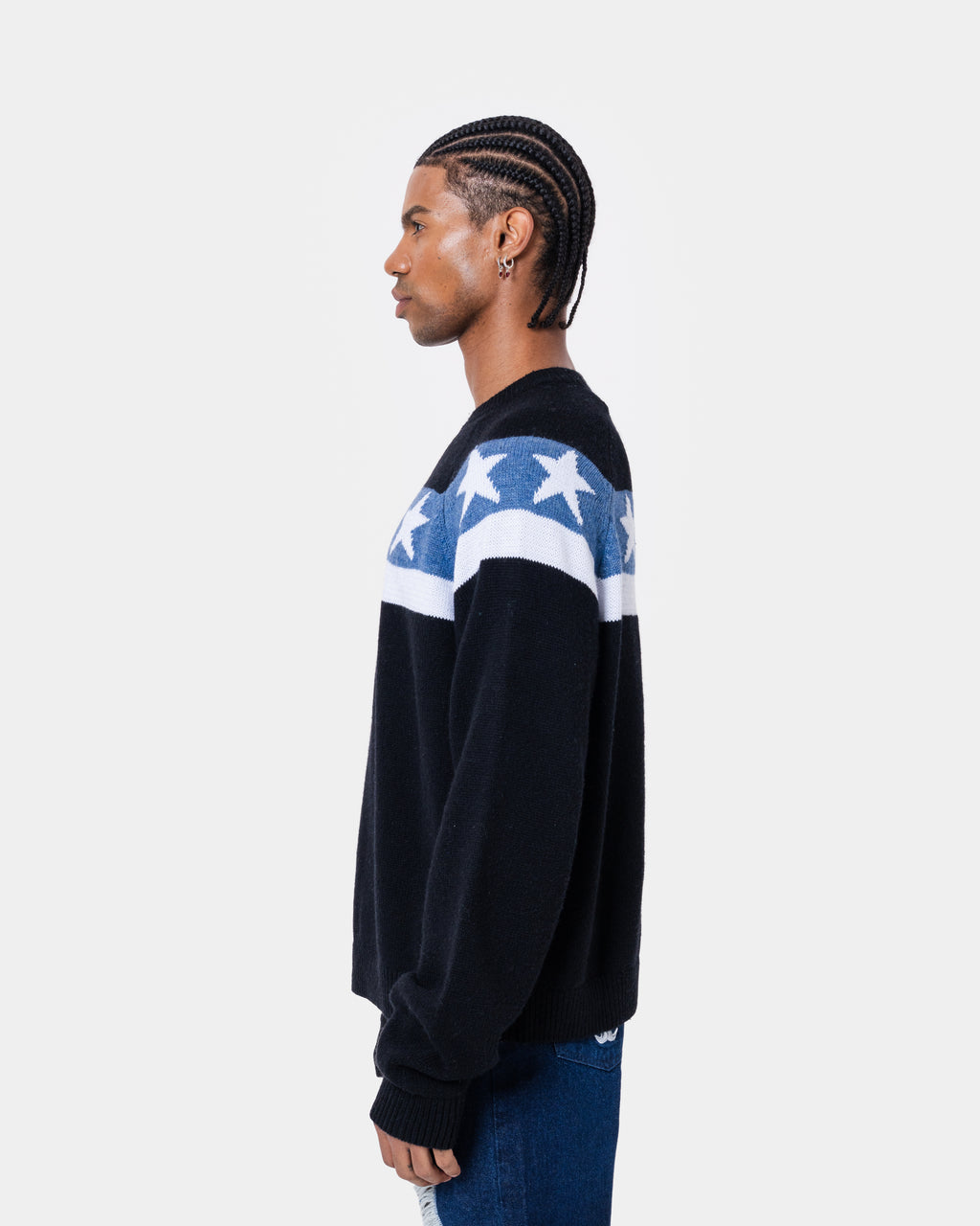 Star Banner Sweater Black