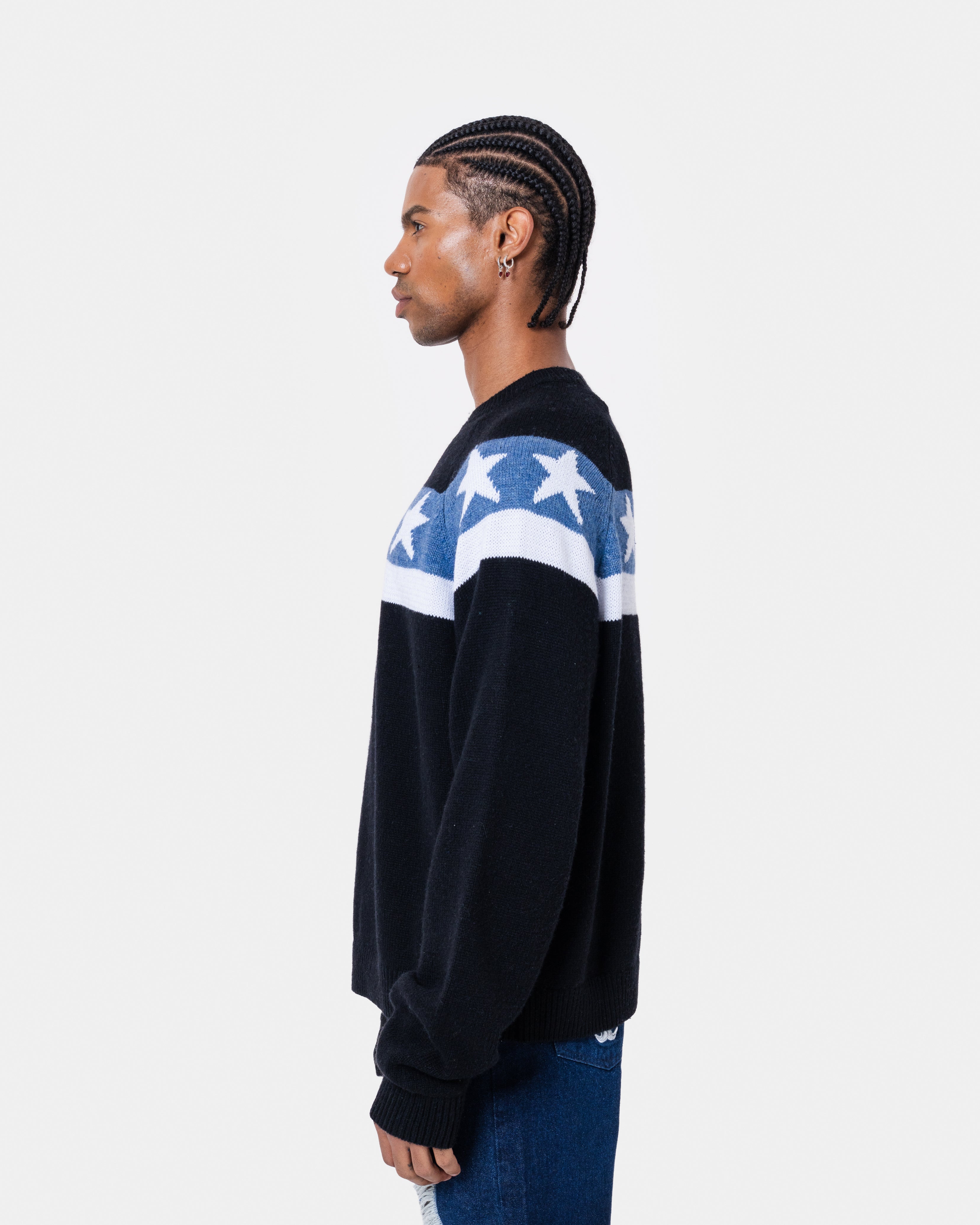 Star Banner Sweater Black