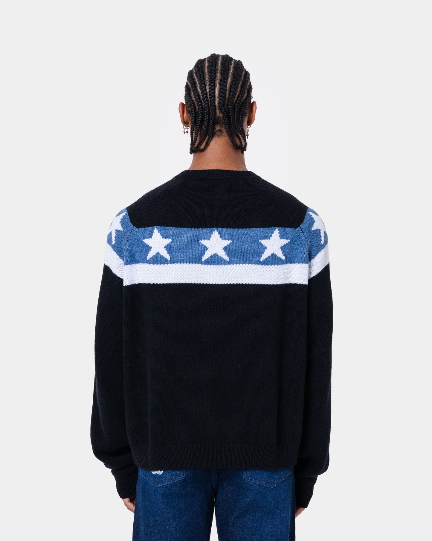 STAR BANNER SWEATER BLACK