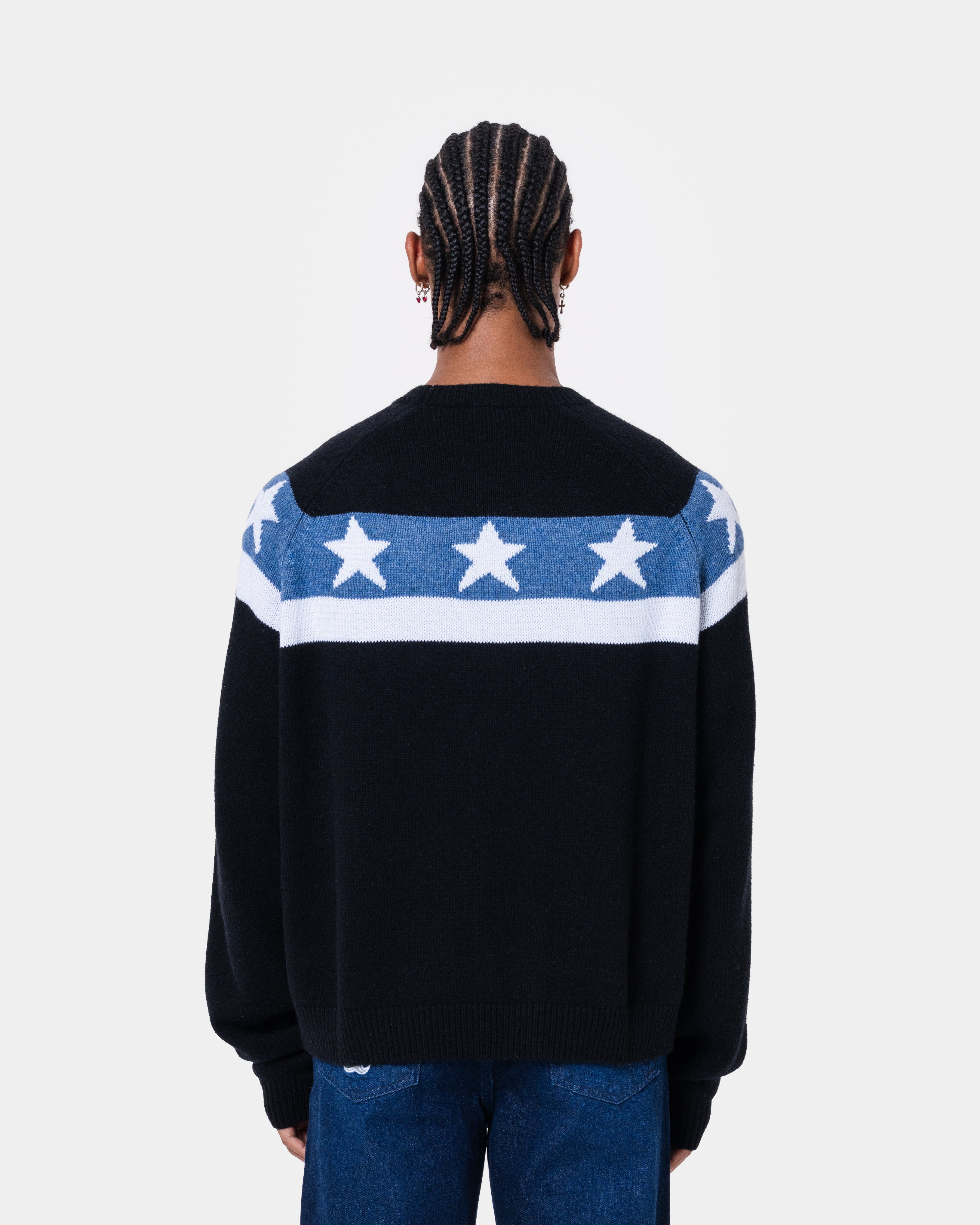 Star Banner Sweater Black