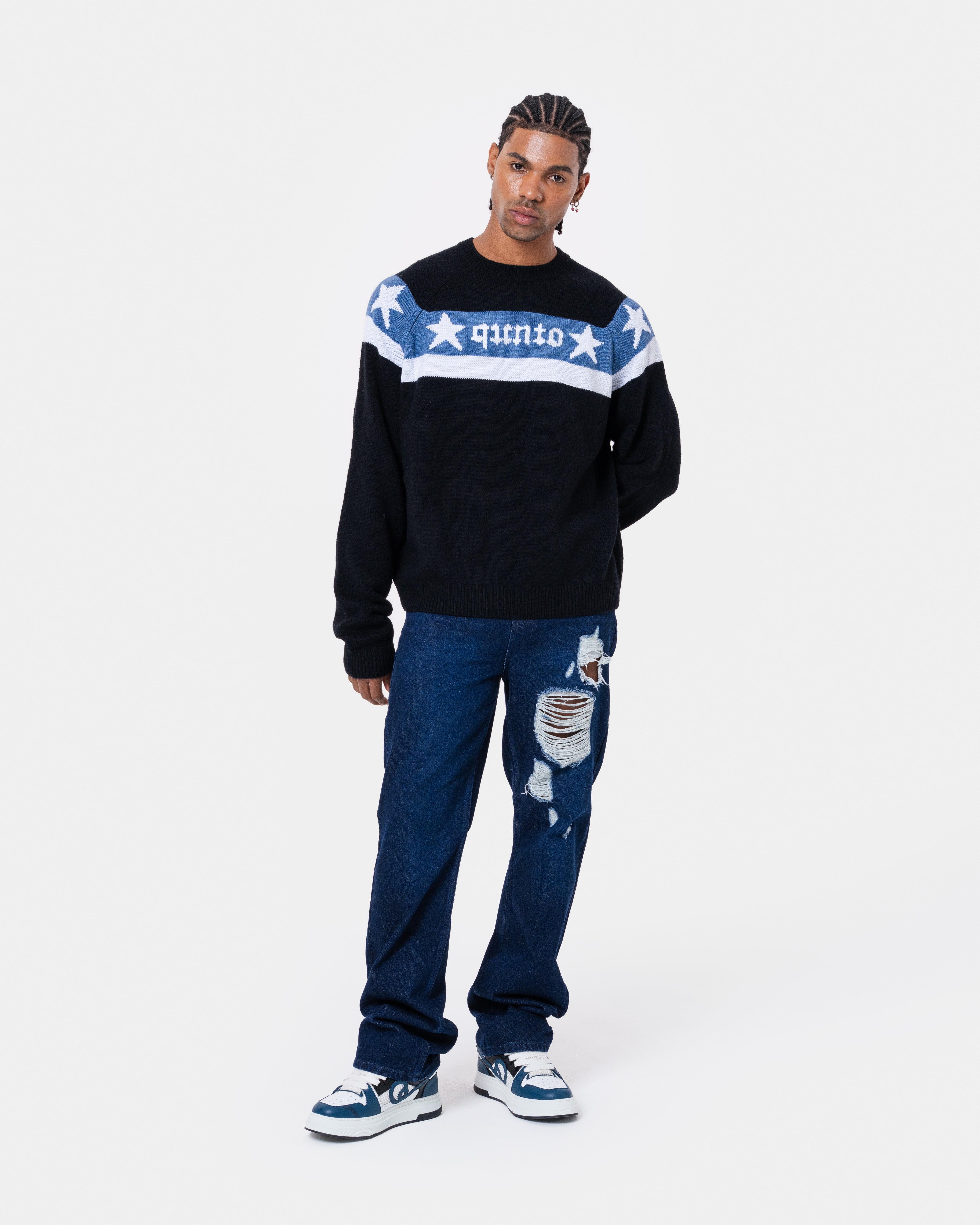 Star Banner Sweater Black