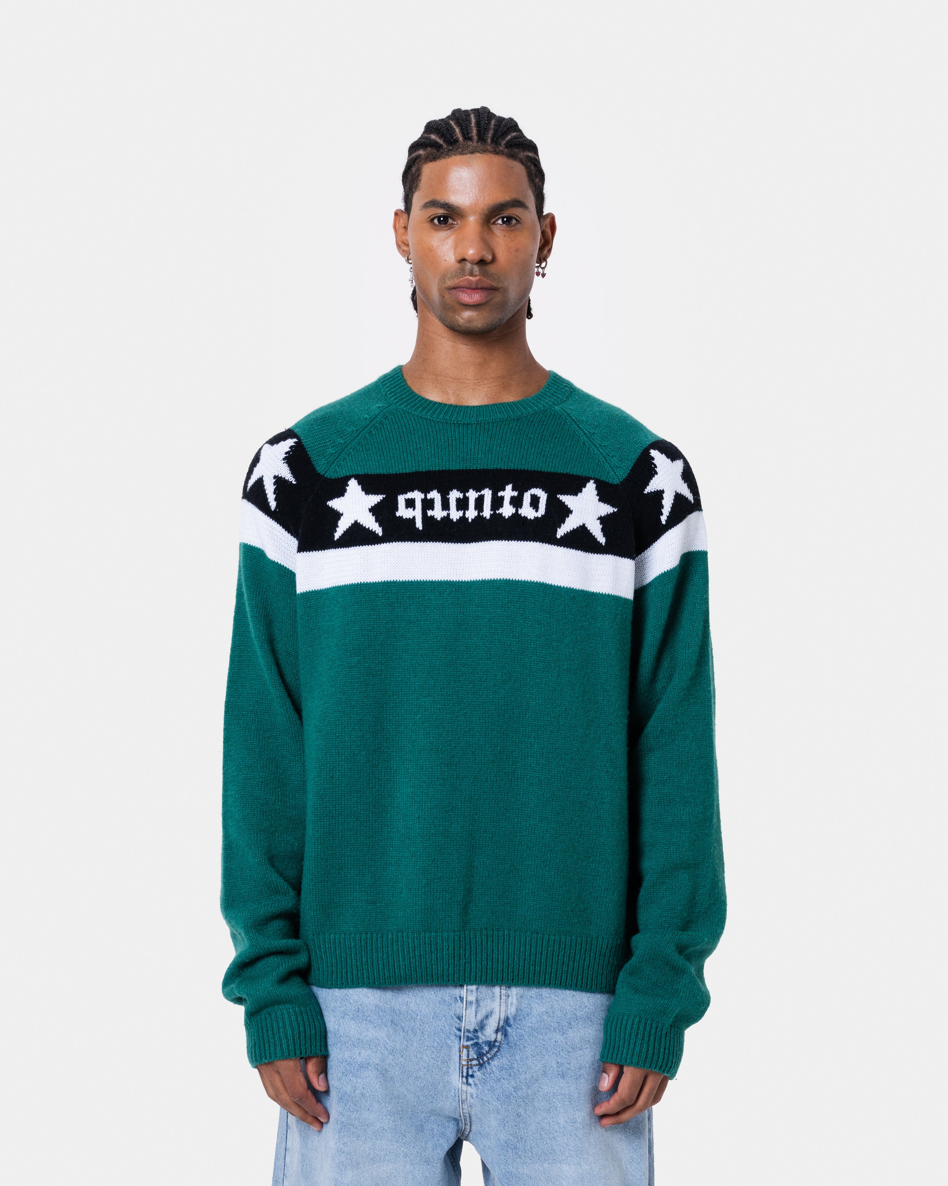 Star Banner Sweater Green