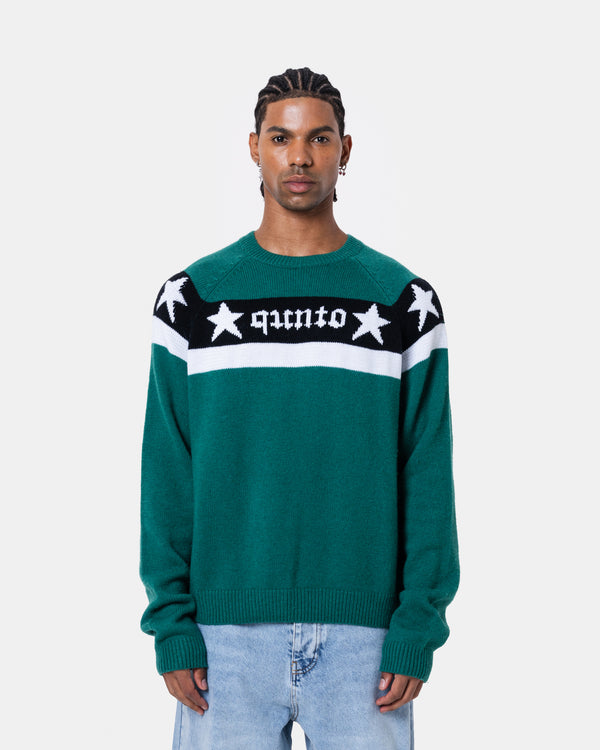 Star Banner Sweater Green