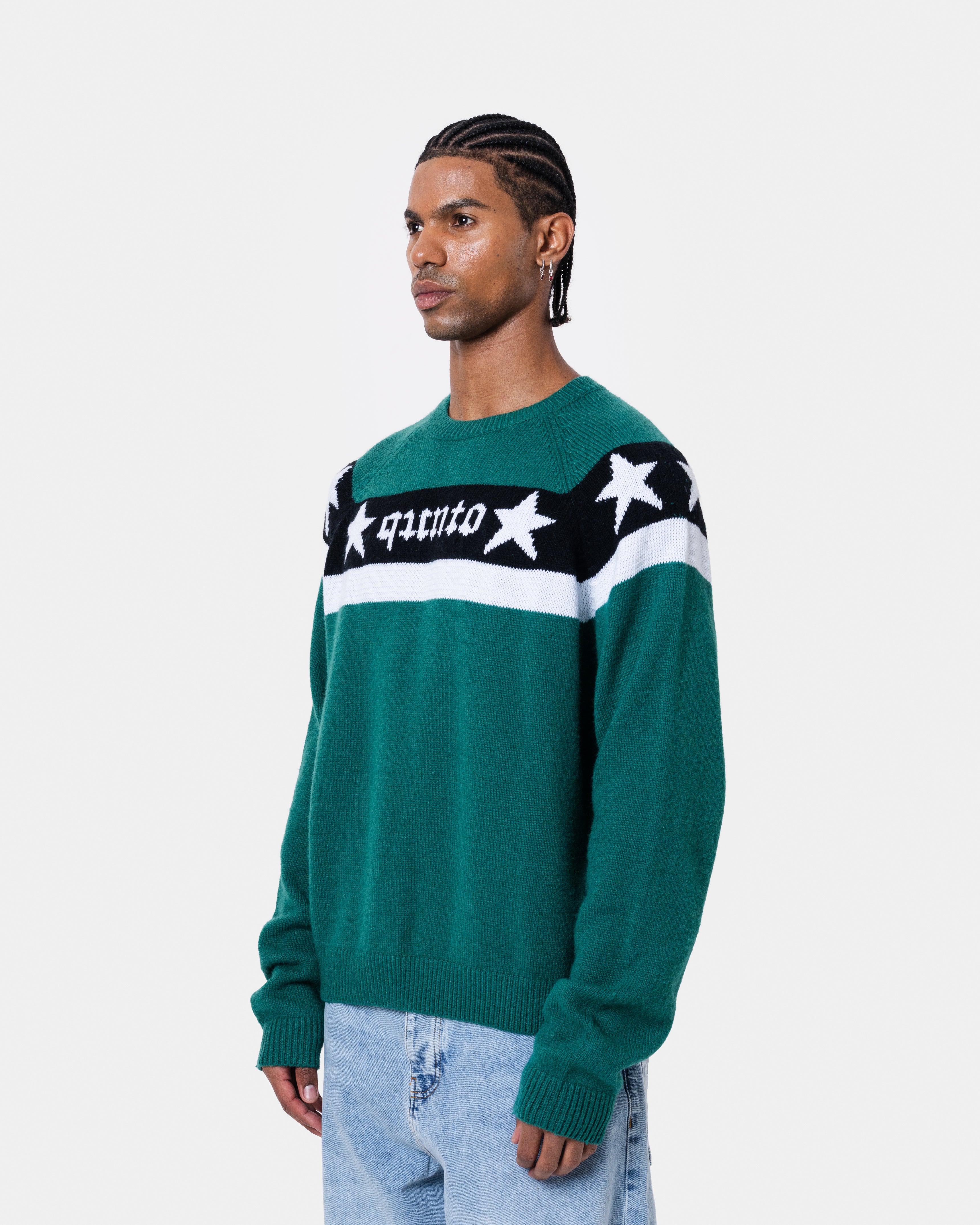 Star Banner Sweater Green