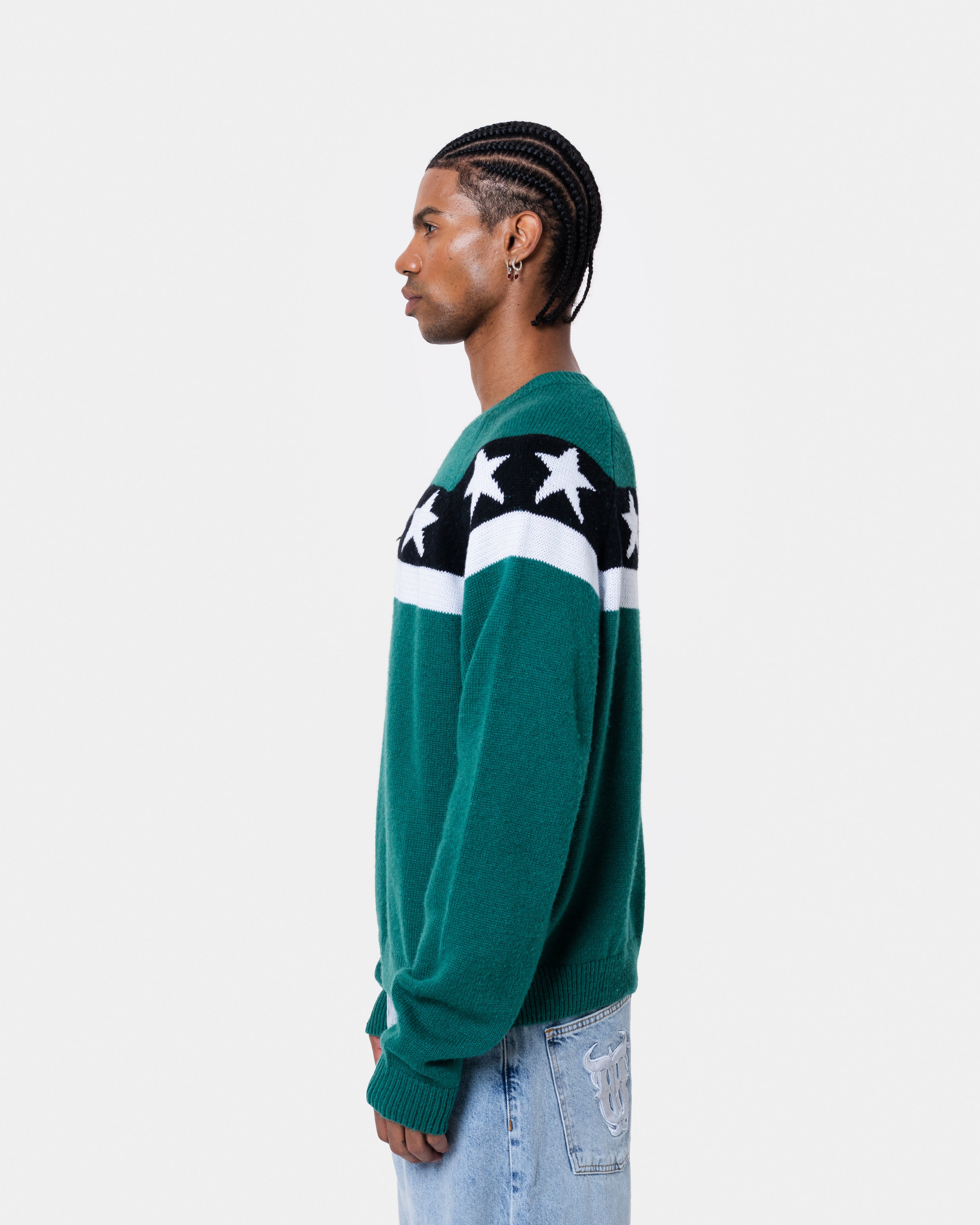 Star Banner Sweater Green