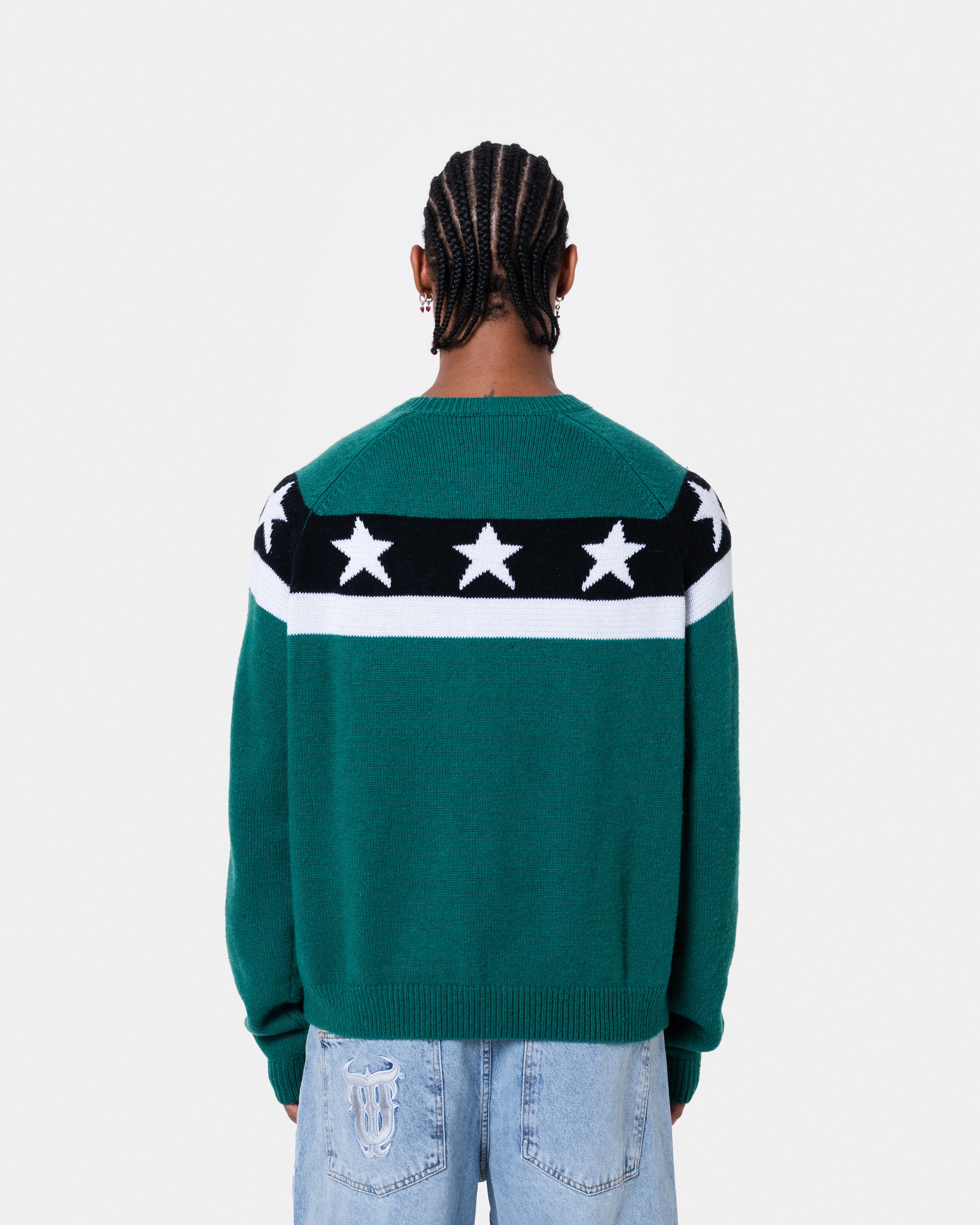 Star Banner Sweater Green
