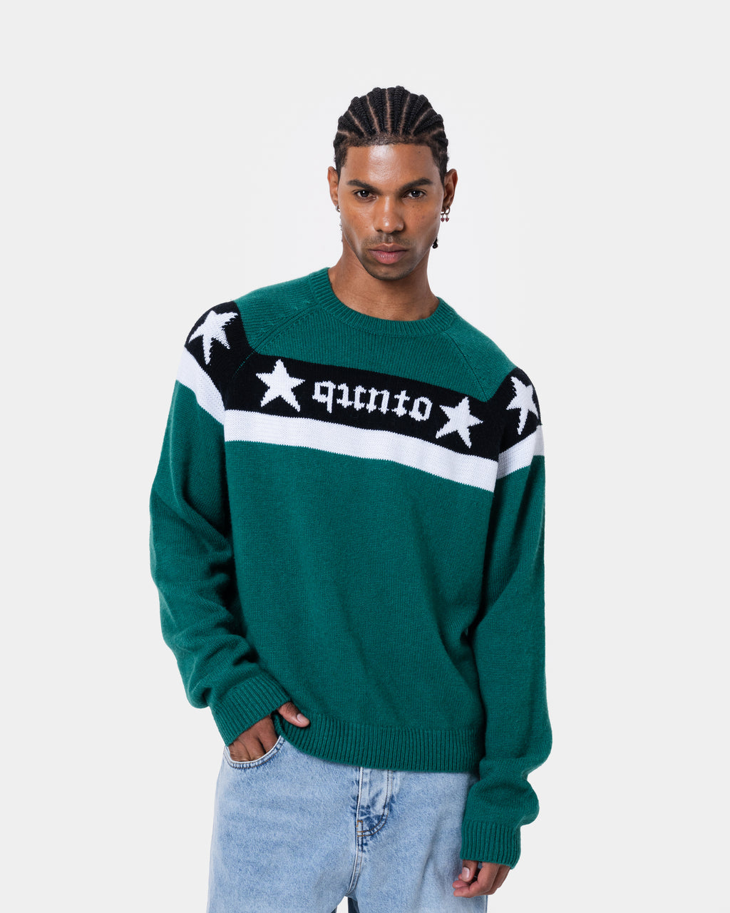 Star Banner Sweater Green