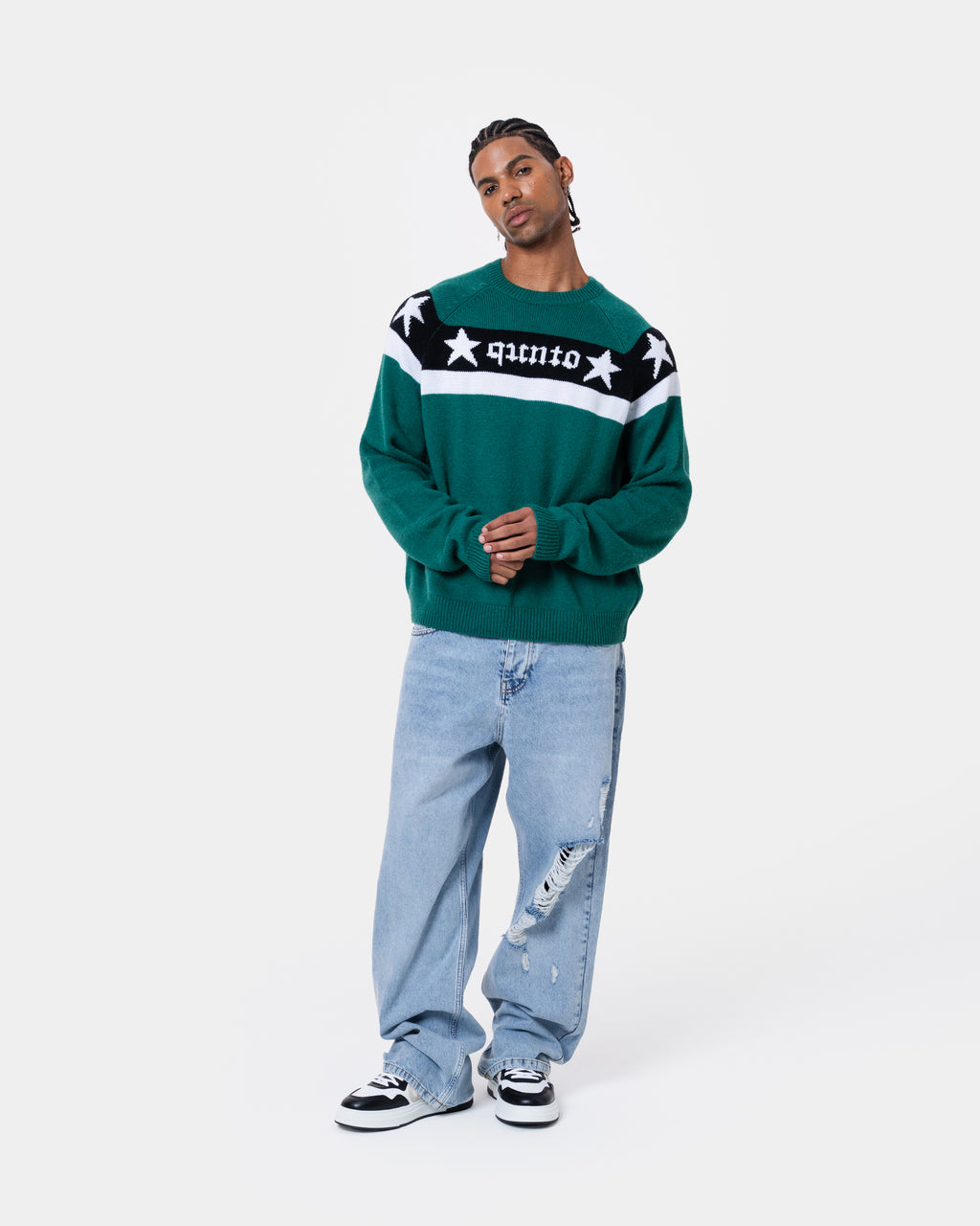 Star Banner Sweater Green