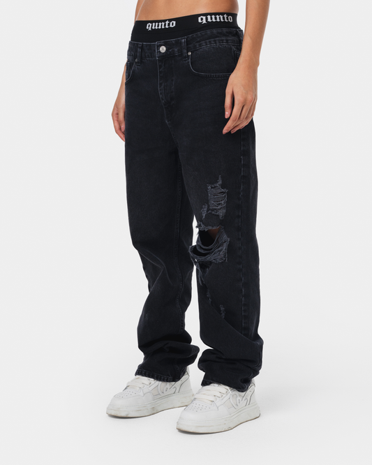 W RIPPED JEANS BLACK