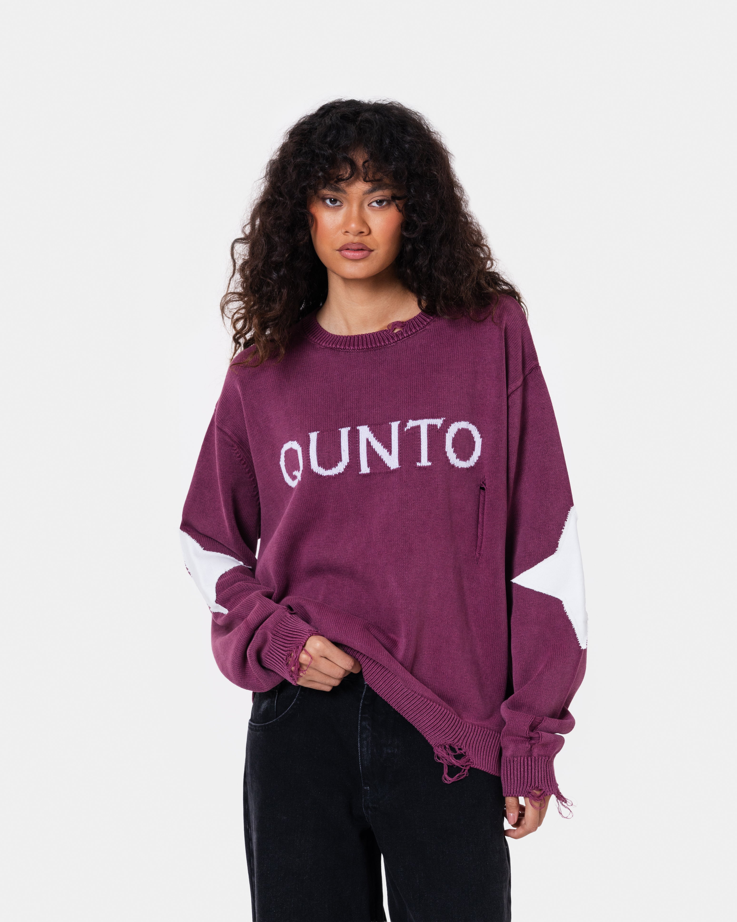 Destroyed Sweater Knit Red