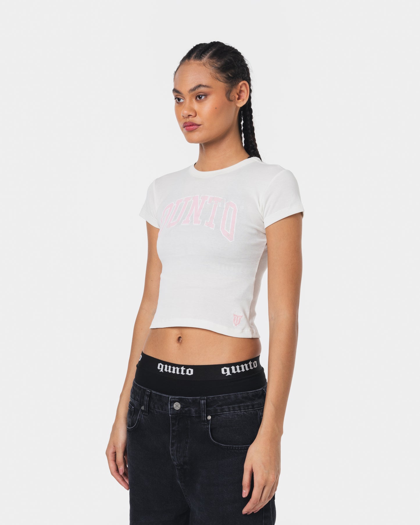 PINK ON WHITE BABY TEE