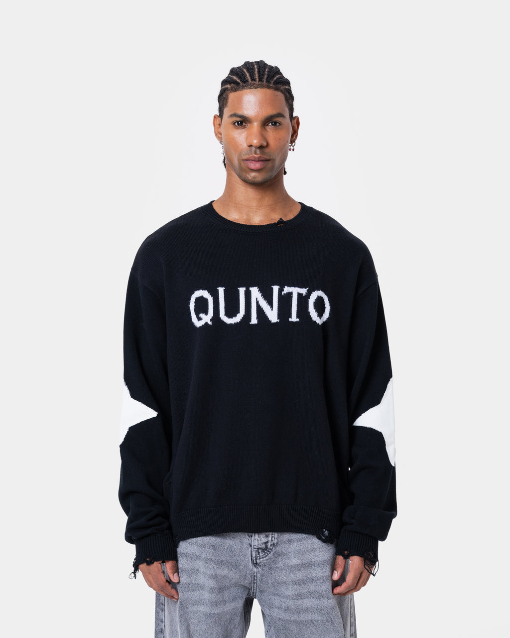 Destroyed Sweater Knit Black
