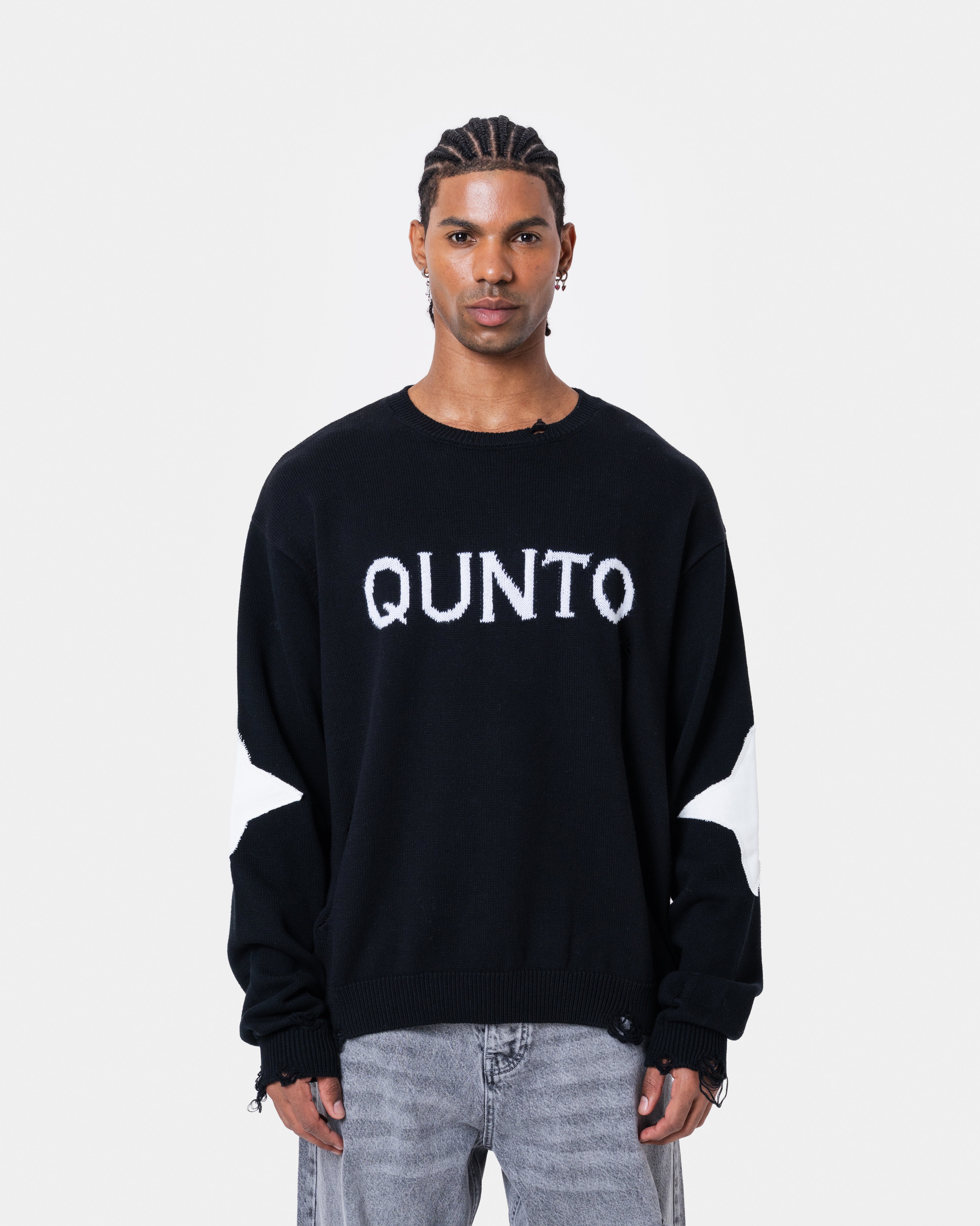 Destroyed Sweater Knit Black